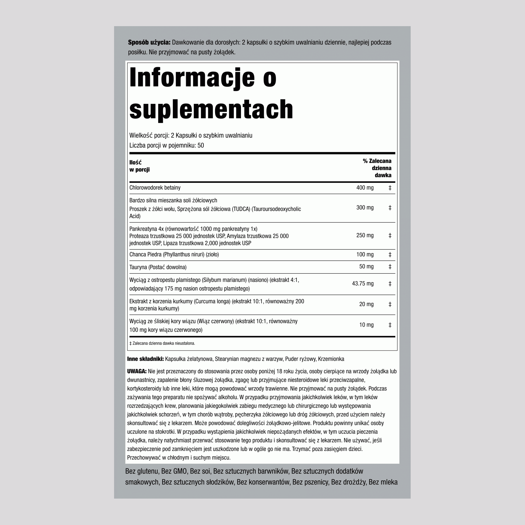 Formuła dla pęcherzyka żółciowego 100 Kapsułki o szybkim uwalnianiu 2 Butelki  