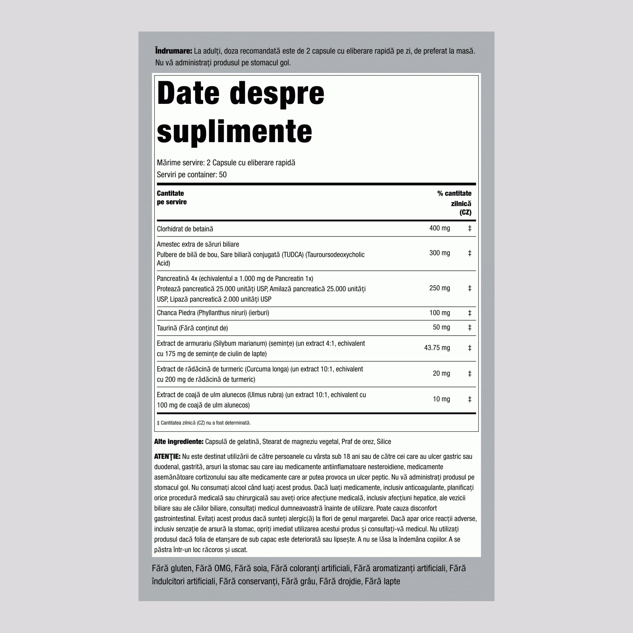 Formula pentru vezica biliară 100 Capsule cu eliberare rapidă 2 Sticle  