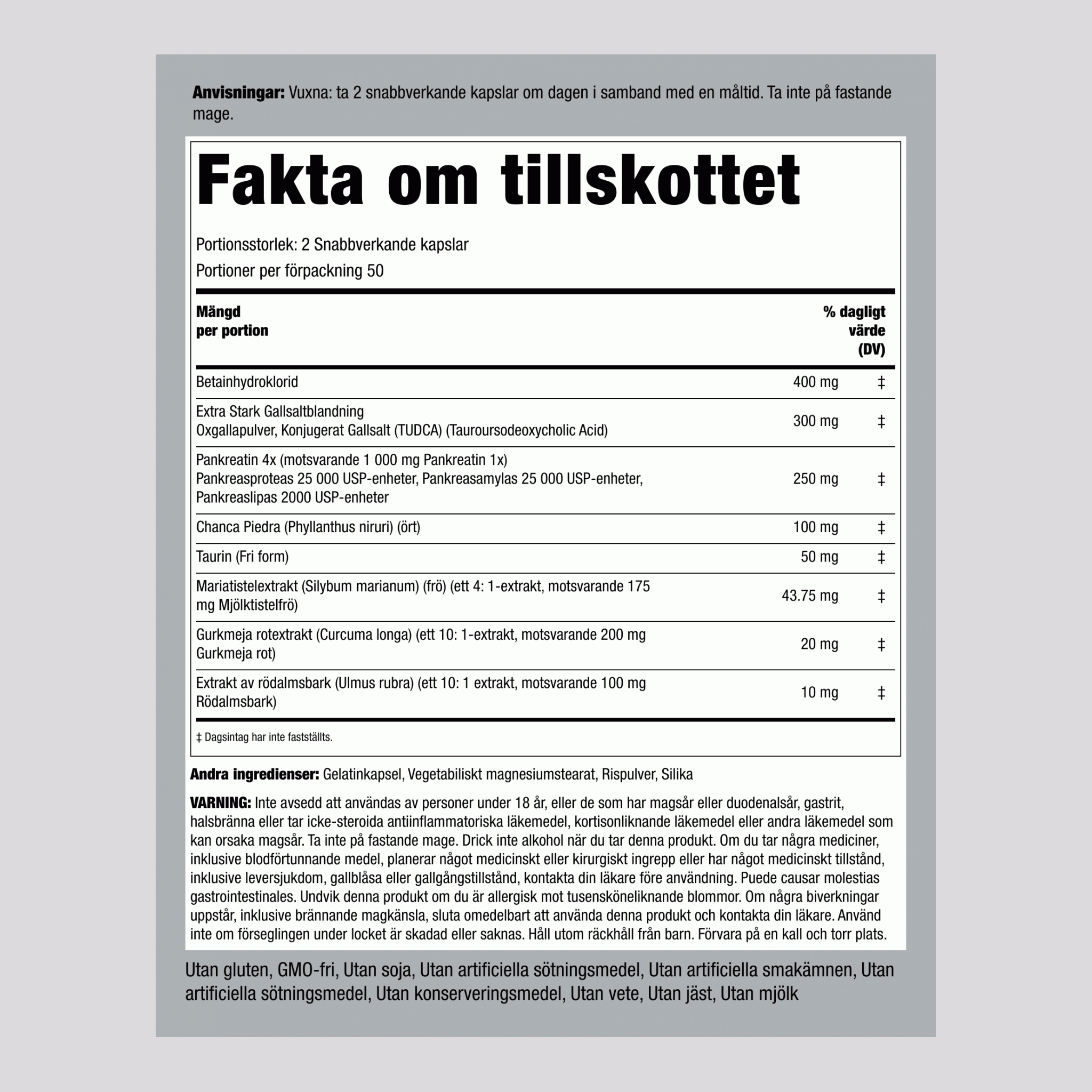 Formula za žolčnik 100 Kapsule s hitrim sproščanjem 2 Steklenice  