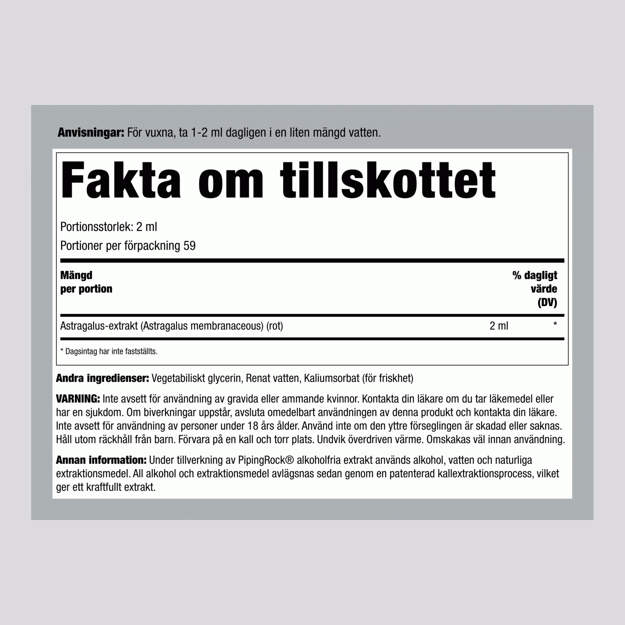 Flytande extrakt av astragalusrot (alkoholfri) 4 fl oz 118 ml Pipettflaska   