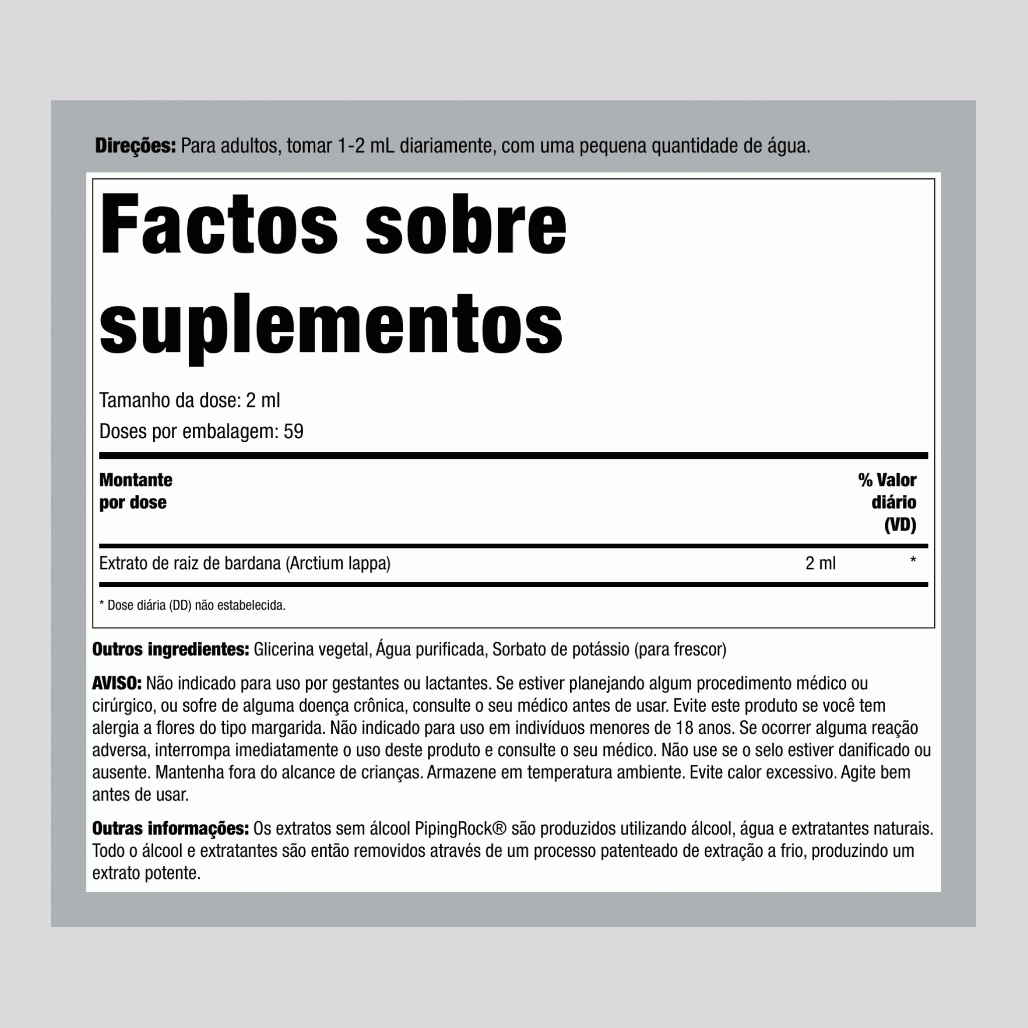 Extrato líquido de raiz de bardana sem álcool 4 fl oz 118 ml   