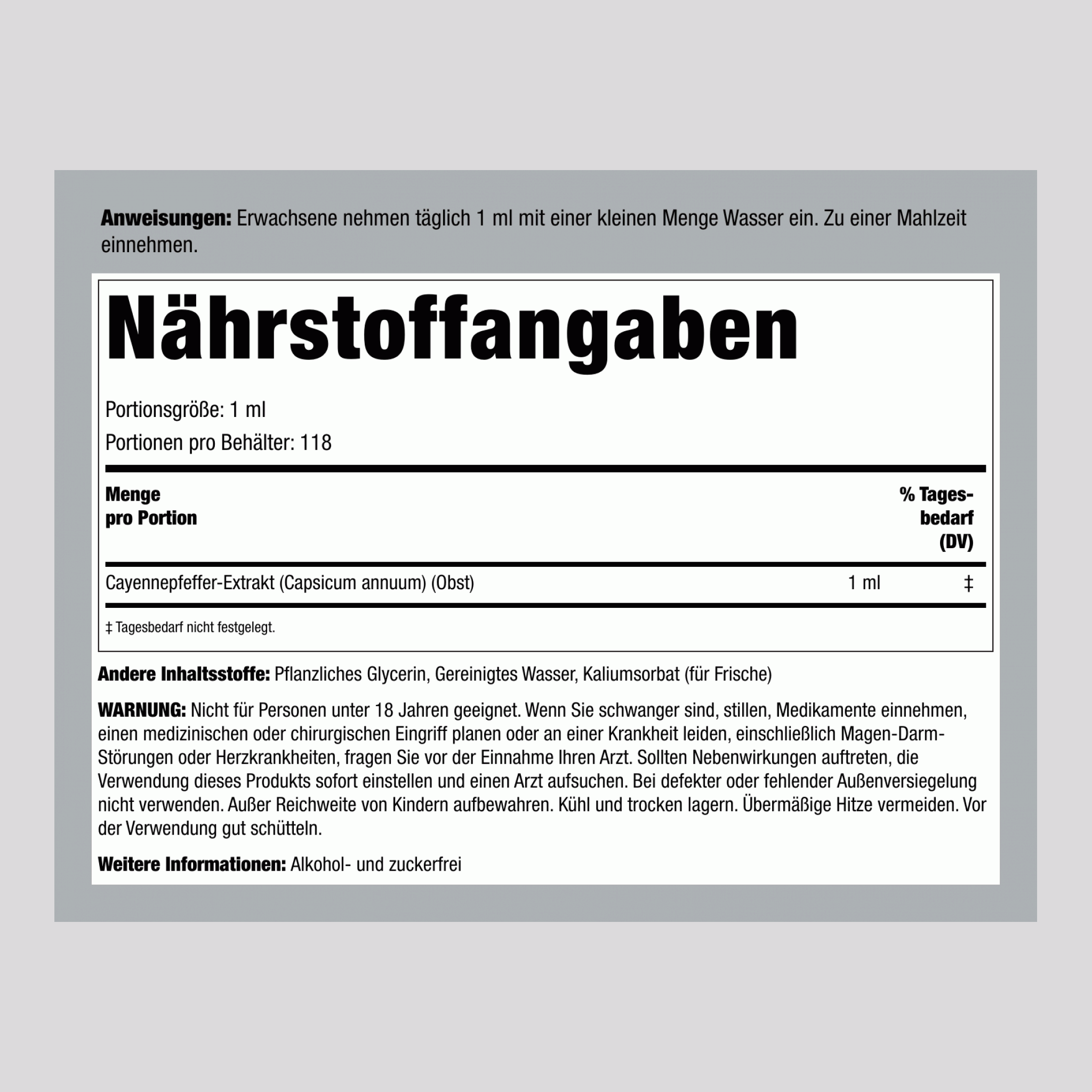 Cayenne Flüssigextrakt Alkoholfrei