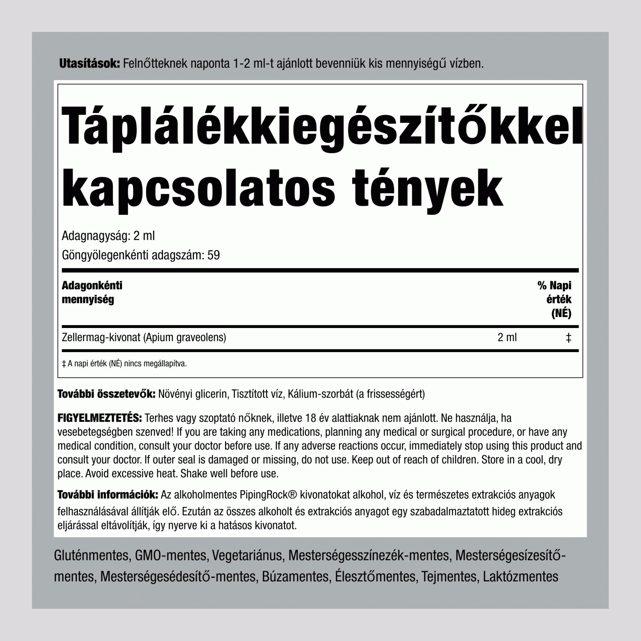 Zellermag-kivonat (folyadék) 4 fl oz 118 ml Cseppentőpalack   