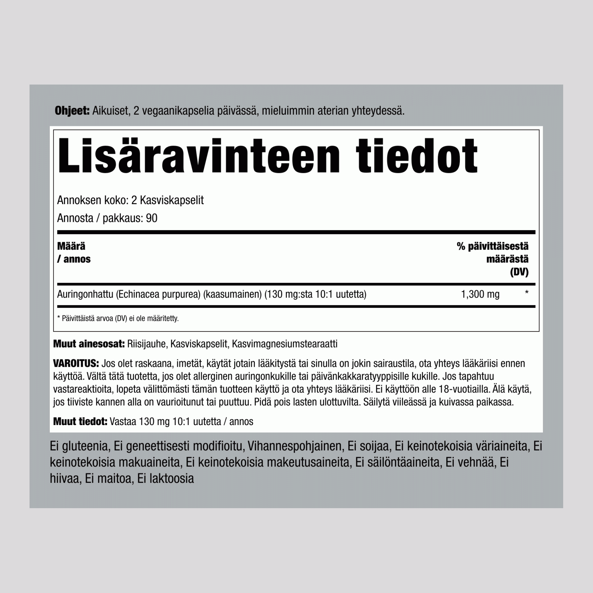 Punahattu 1300 mg/annos 180 Kasviskapselit 2 Pulloa   