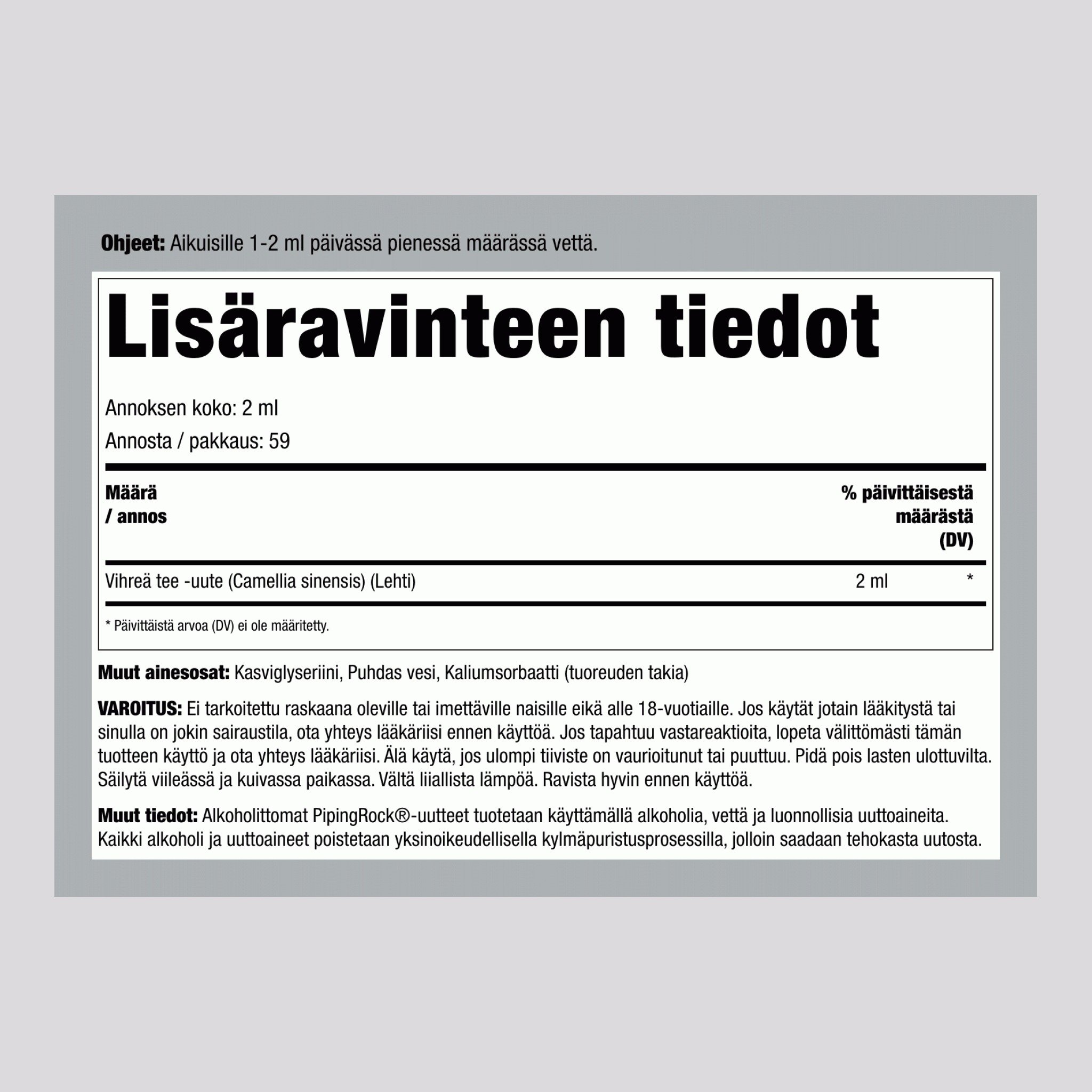 Vihreä tee, nesteuute 4 fl oz 118 ml Pipettipullo   