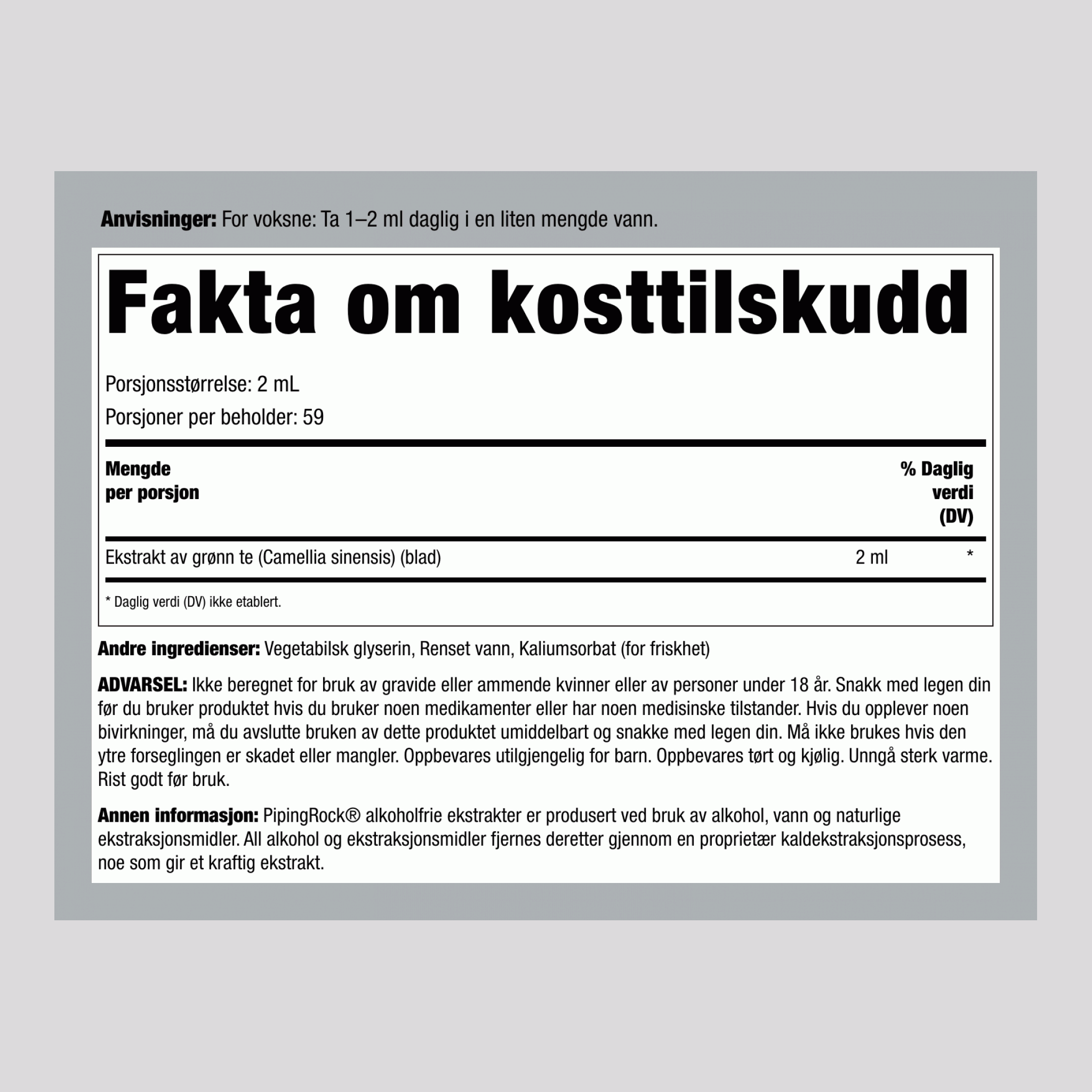Flytende grønn te-ekstrakt 4 ounce 118 ml Pipetteflaske   