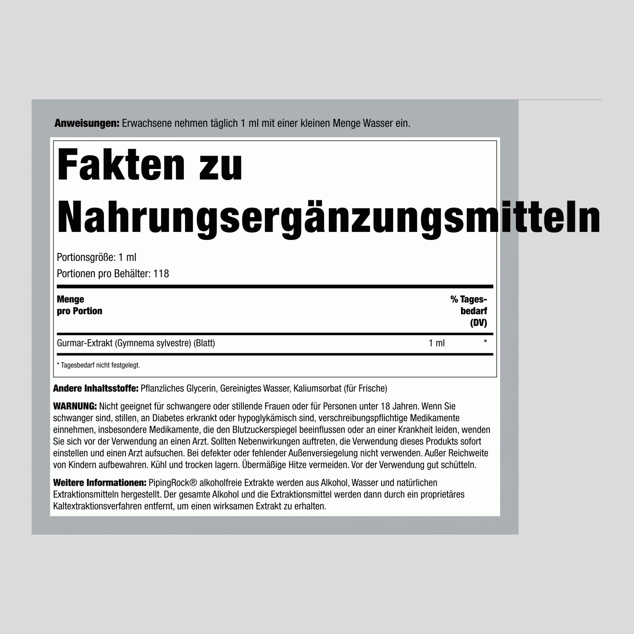 Gymnema Sylvestre Blattflüssigextrakt alkoholfrei, 4 fl oz (118 mL) Tropfflasche