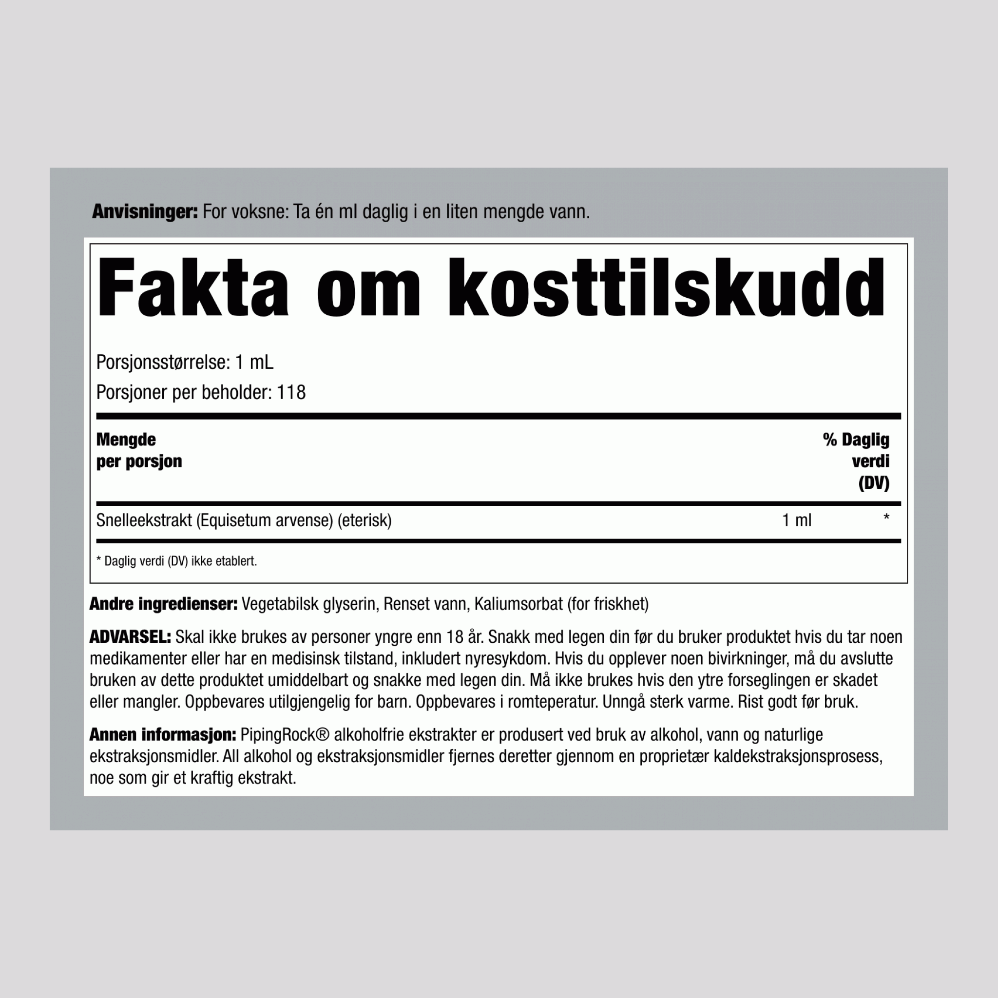 Flytende kjerringrokk-ekstrakt - alkoholfri 4 ounce 118 ml Pipetteflaske   