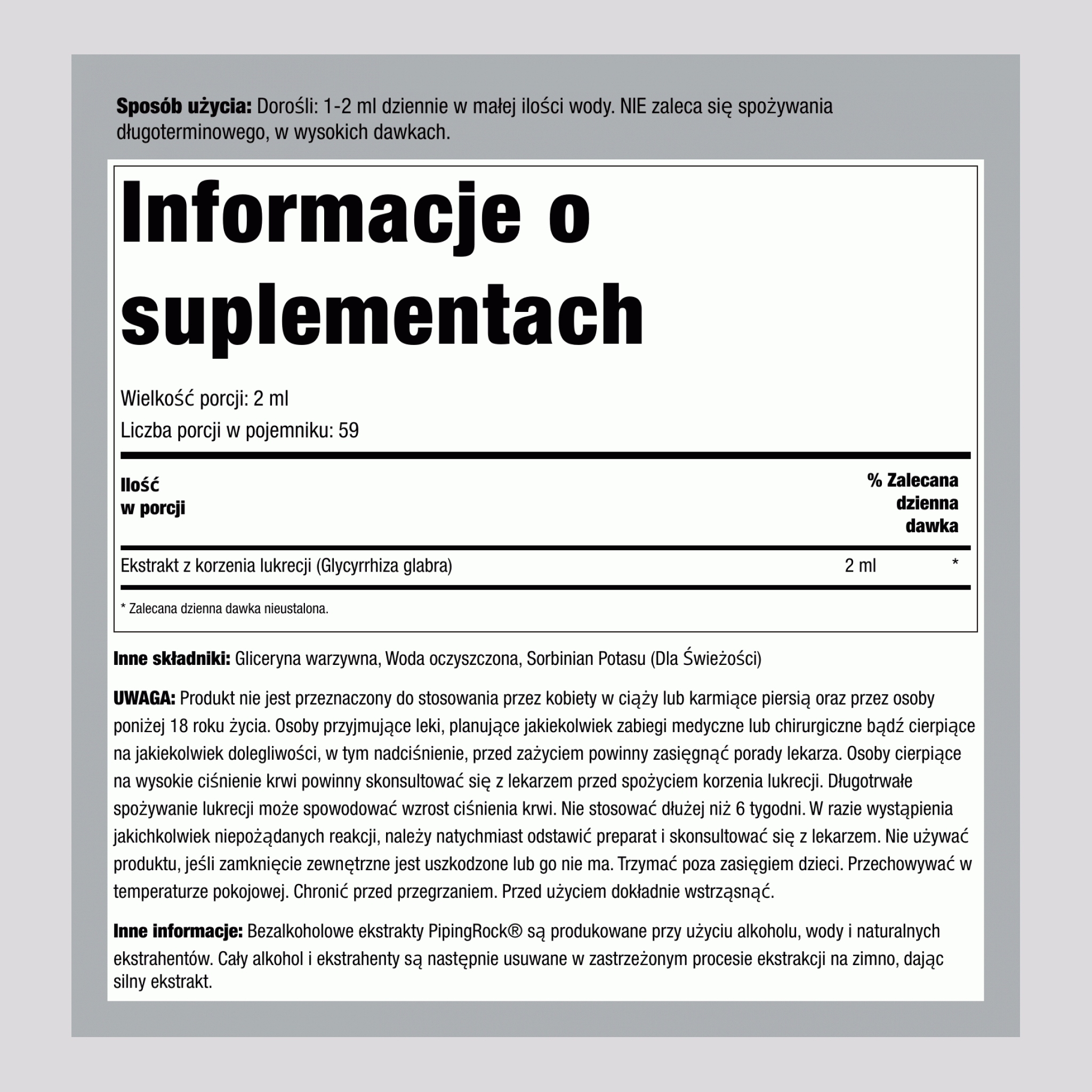 Płynny ekstrakt z korzenia lukrecji 4 Uncje sześcienne 118 ml Butelka z zakraplaczem   