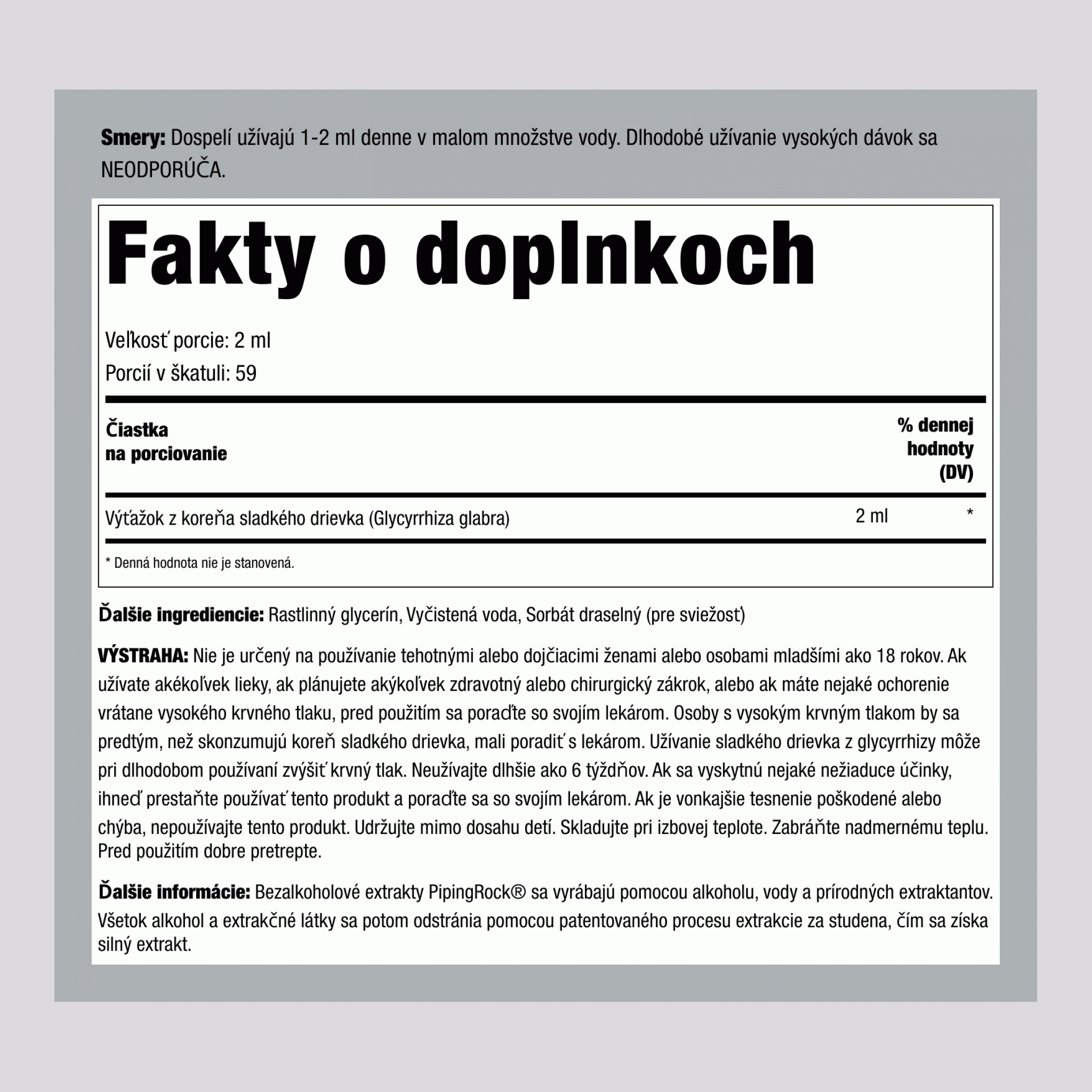 Tekutý extrakt z koreňa sladkého drievka 4 fl oz 118 ml Fľaša na kvapkadlo   