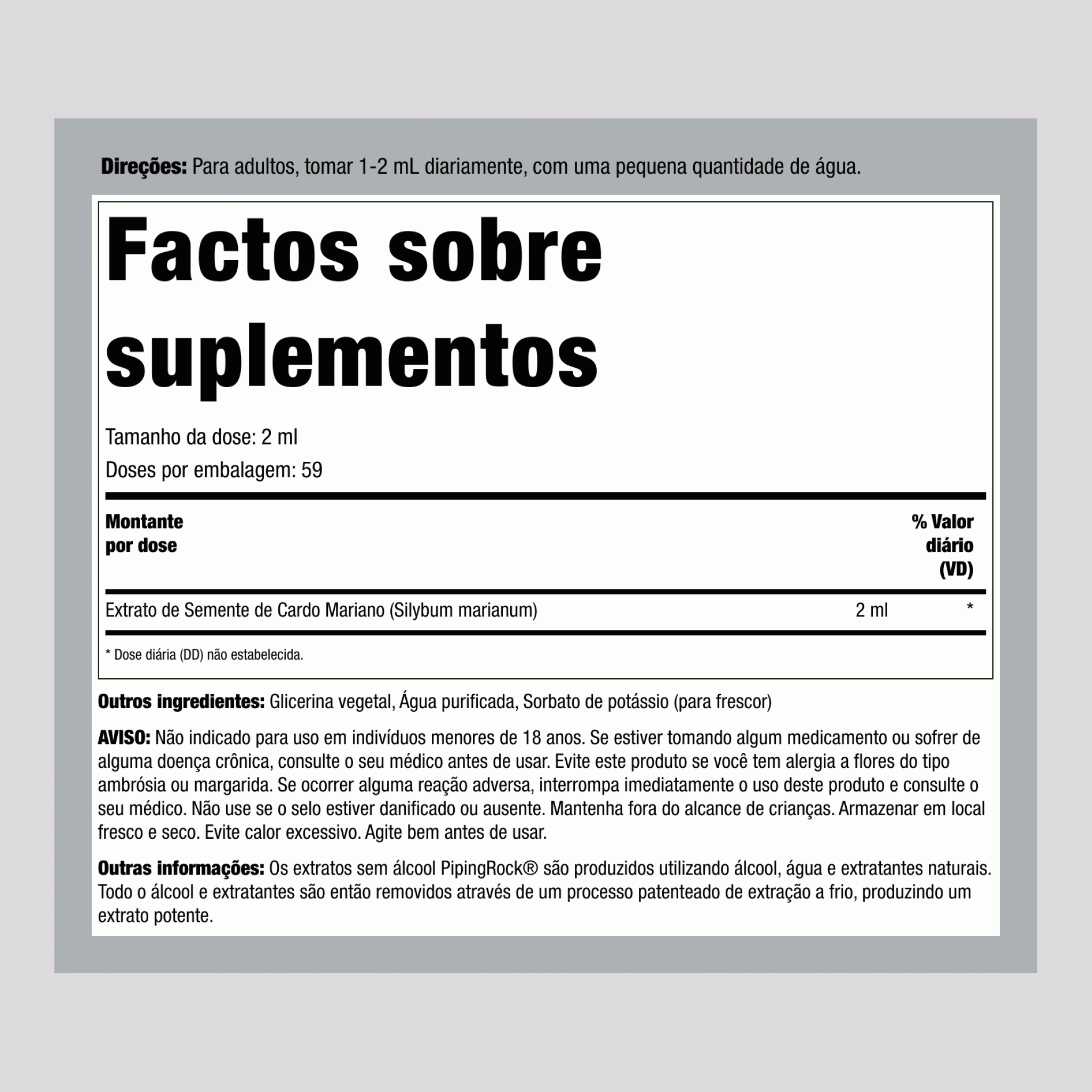 Extrato líquido de semente de cardo mariano sem álcool 4 fl oz 118 ml 