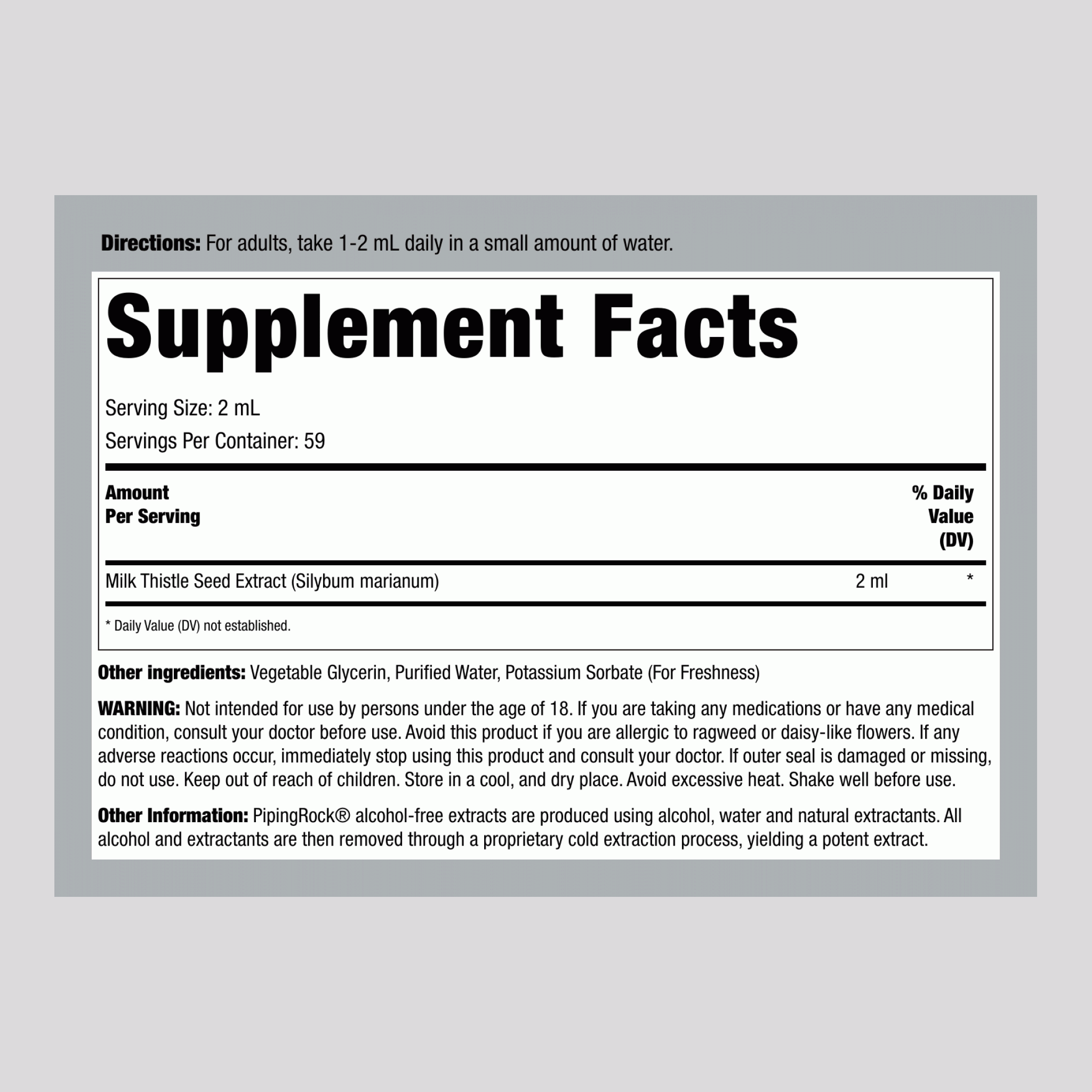 水飛薊種子液體提取物，不含酒精 4 fl oz 118 ml 