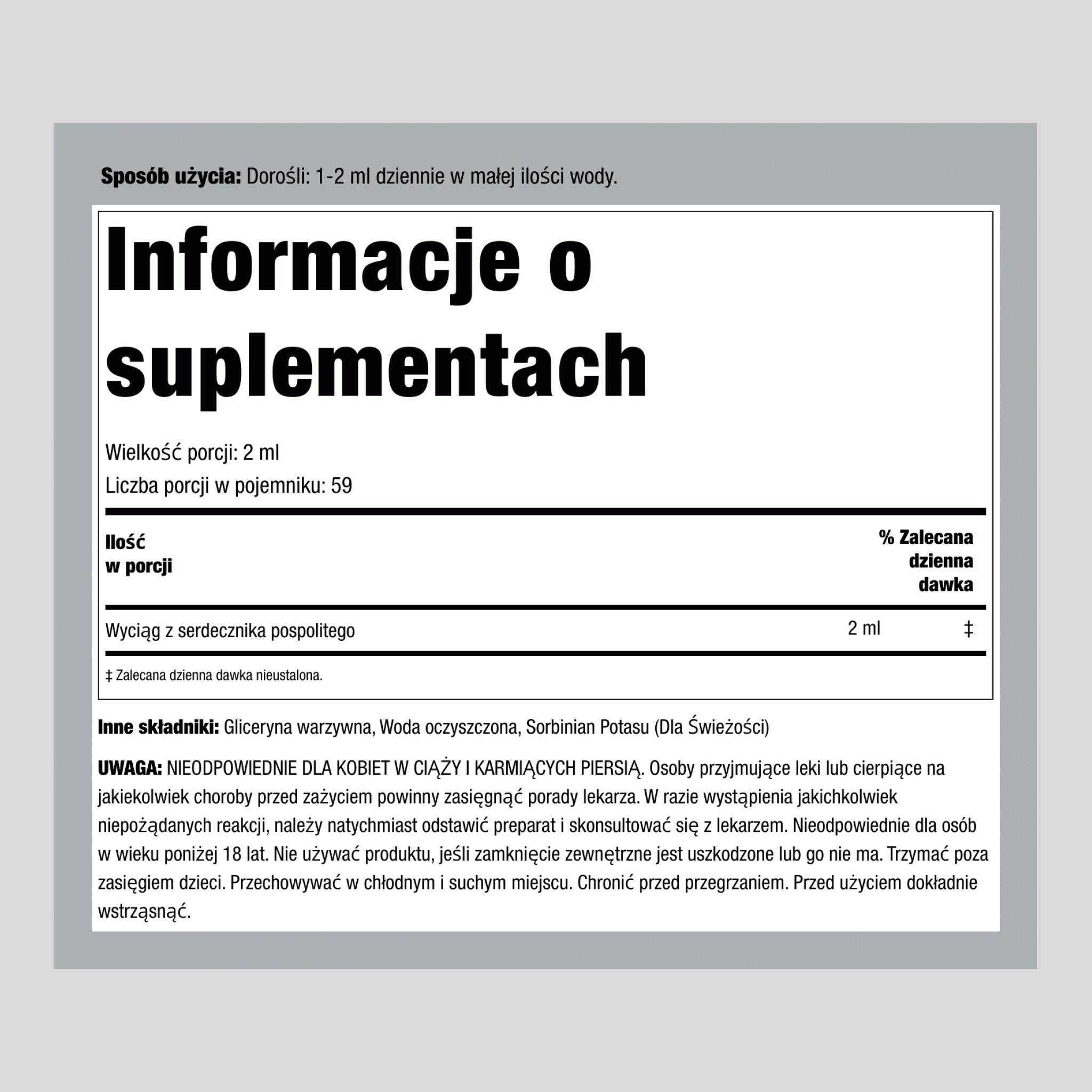 Płynny ekstrakt z serdecznika pospolitego 4 Uncje sześcienne 118 ml Butelka z zakraplaczem   