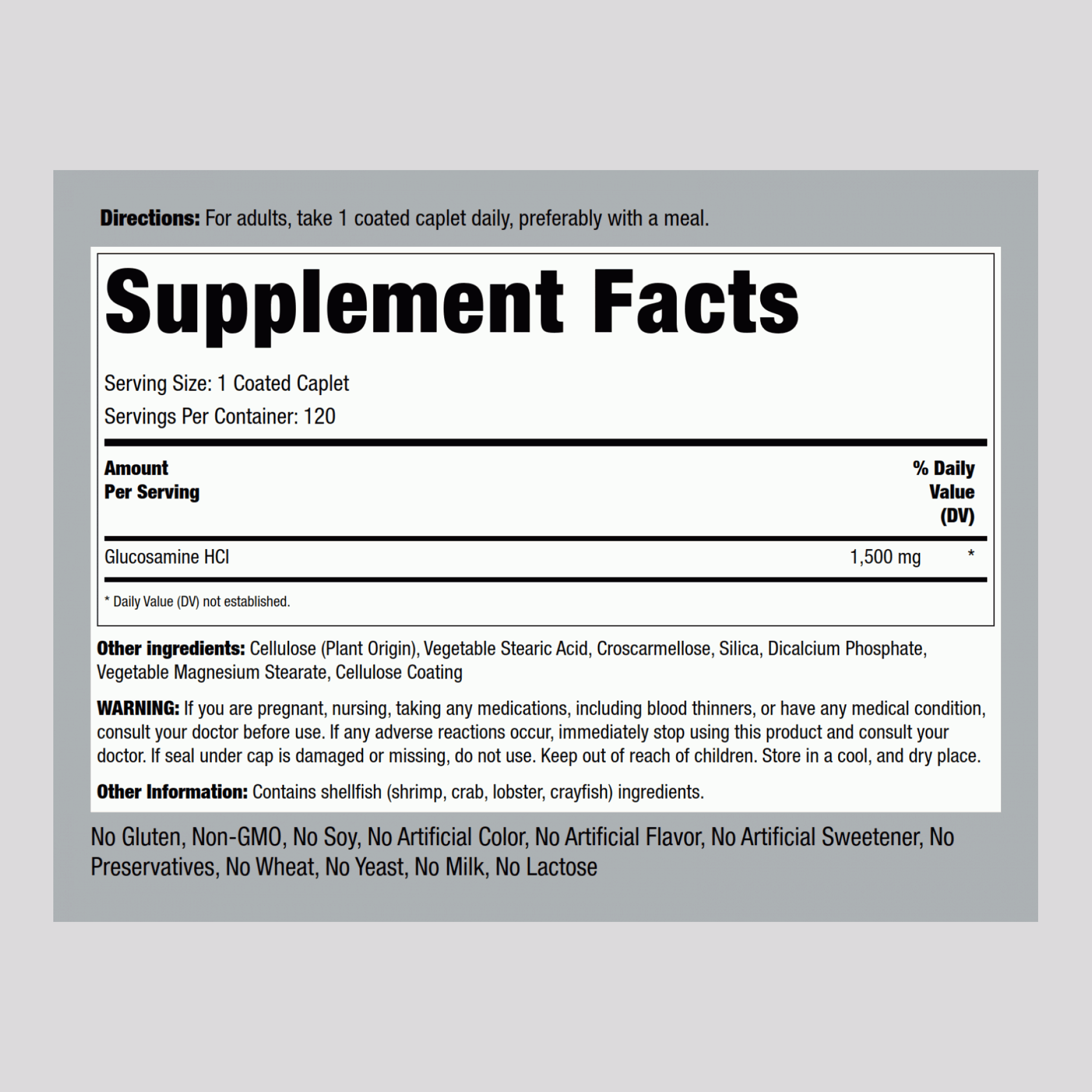 Mega Glucosamine HCI, 1500 mg, 120 Coated Caplets, 2  Bottles