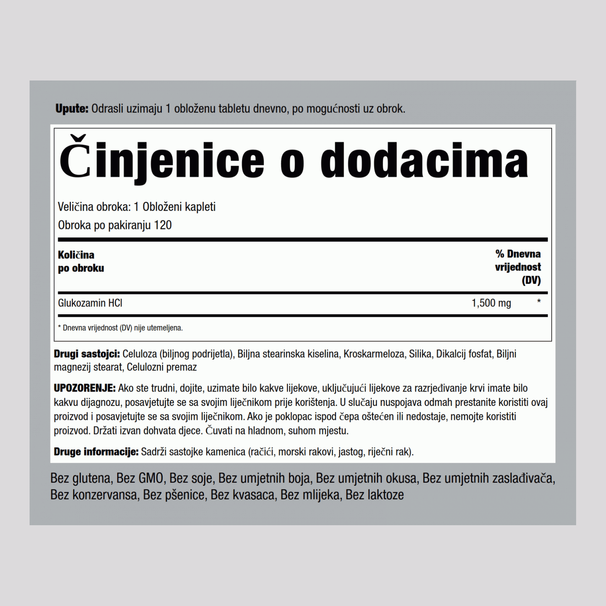 Méga Glucosamine  1500 mg 120 Petits comprimés enrobés 2 Bouteilles   