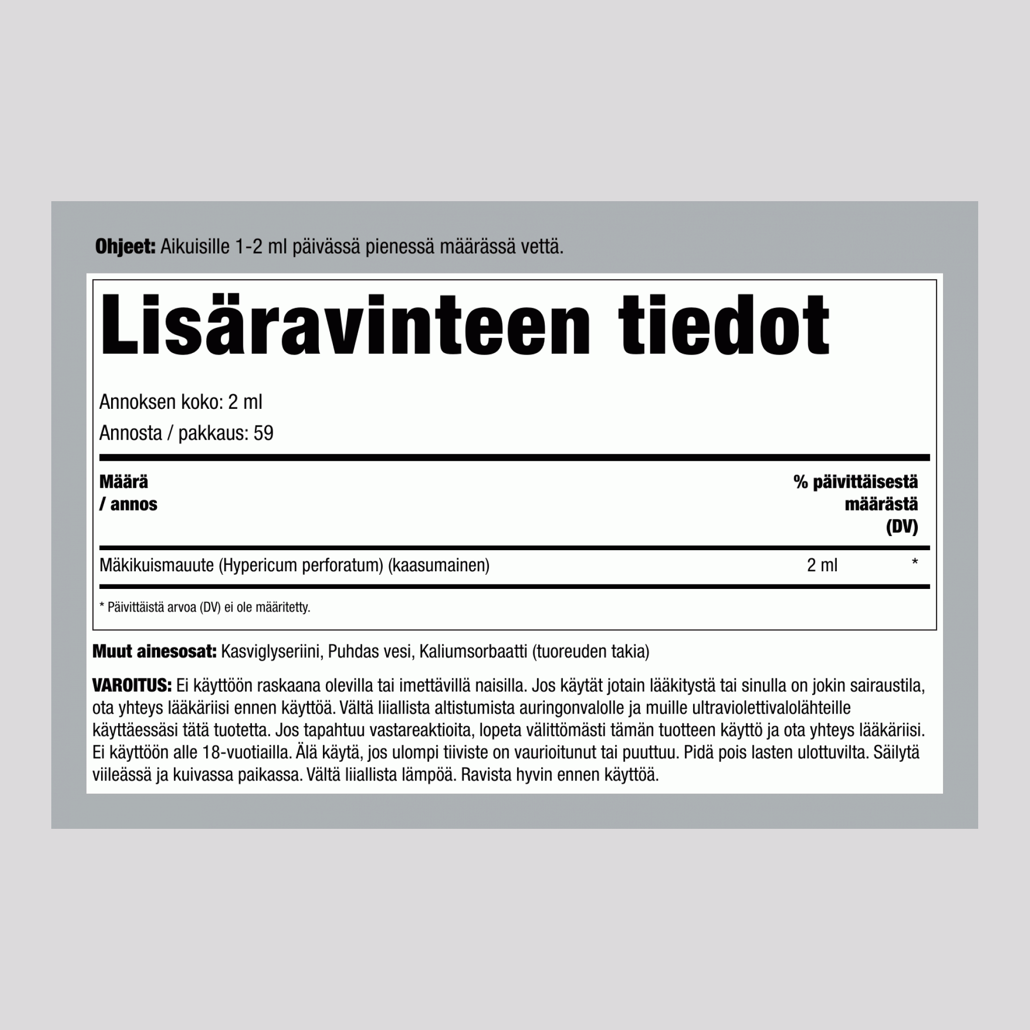 Mäkikuisman nesteuute, alkoholiton 4 fl oz 118 ml 