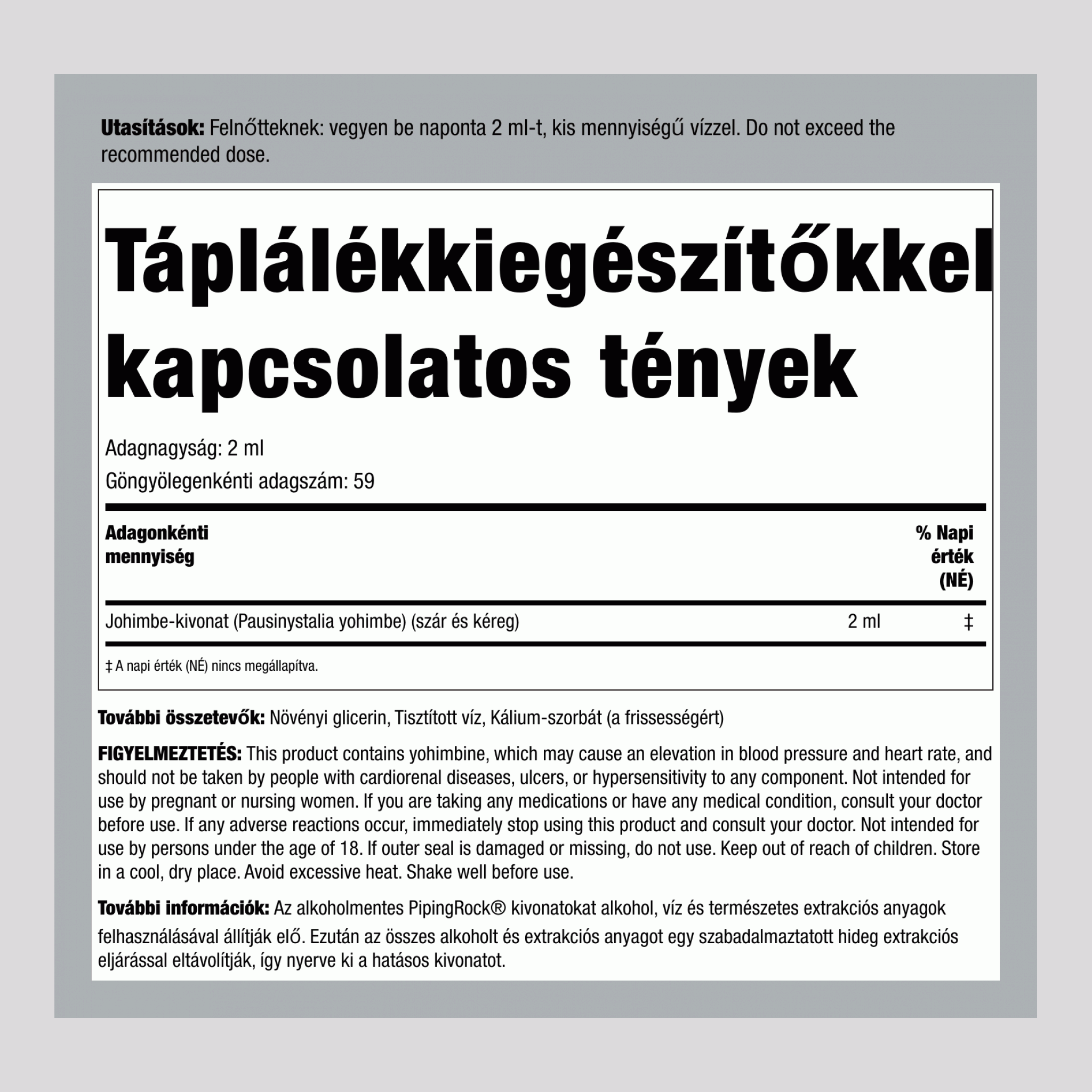 Super Yohimbe Max folyékony kivonat Alkoholmentes  4 fl oz 118 ml Cseppentőpalack   