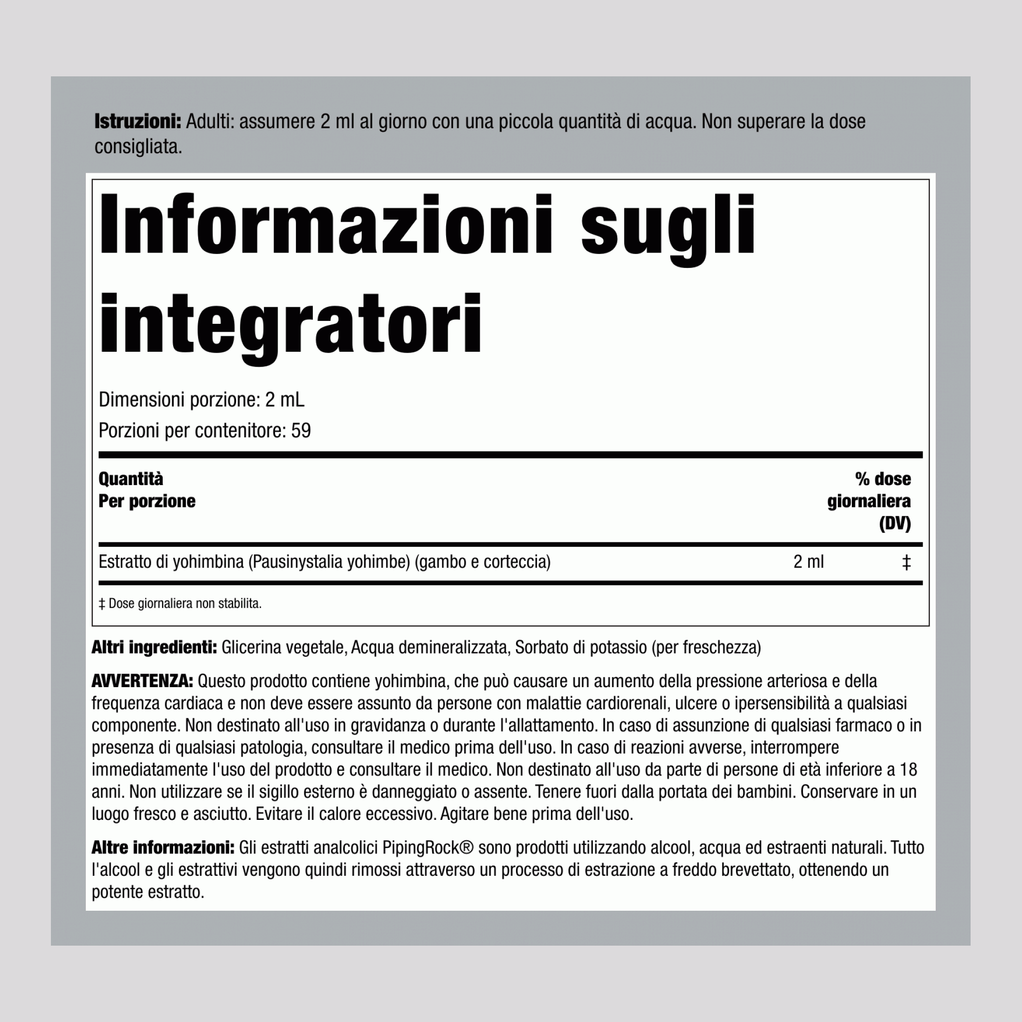 Super estratto liquido di Yohimbe Max Senza alcool  4 fl oz 118 ml Flacone contagocce 2 Flaconi contagocce