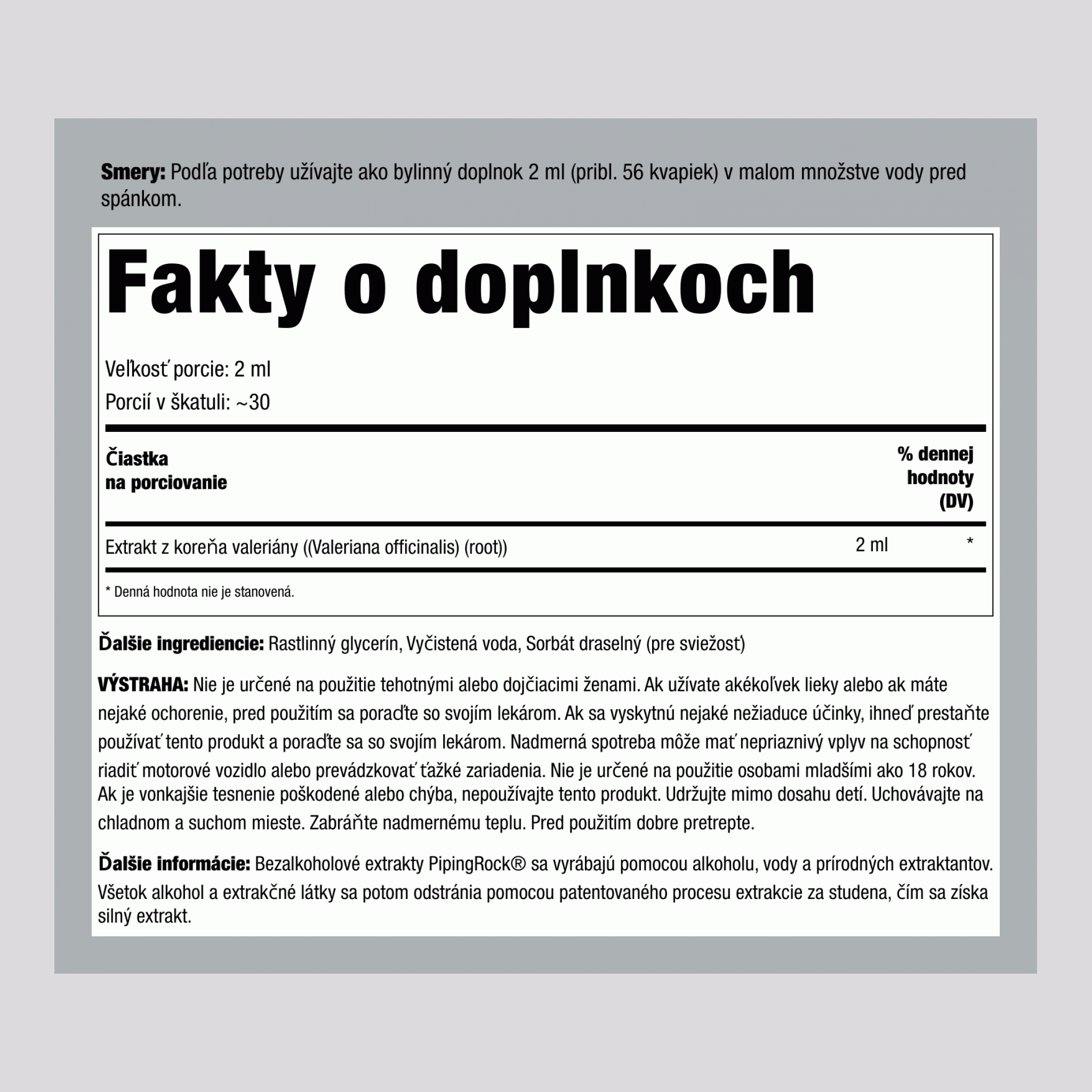 Tekutý extrakt z valeriánskeho koreňa bez alkoholu 4 fl oz 118 ml Fľaša na kvapkadlo   