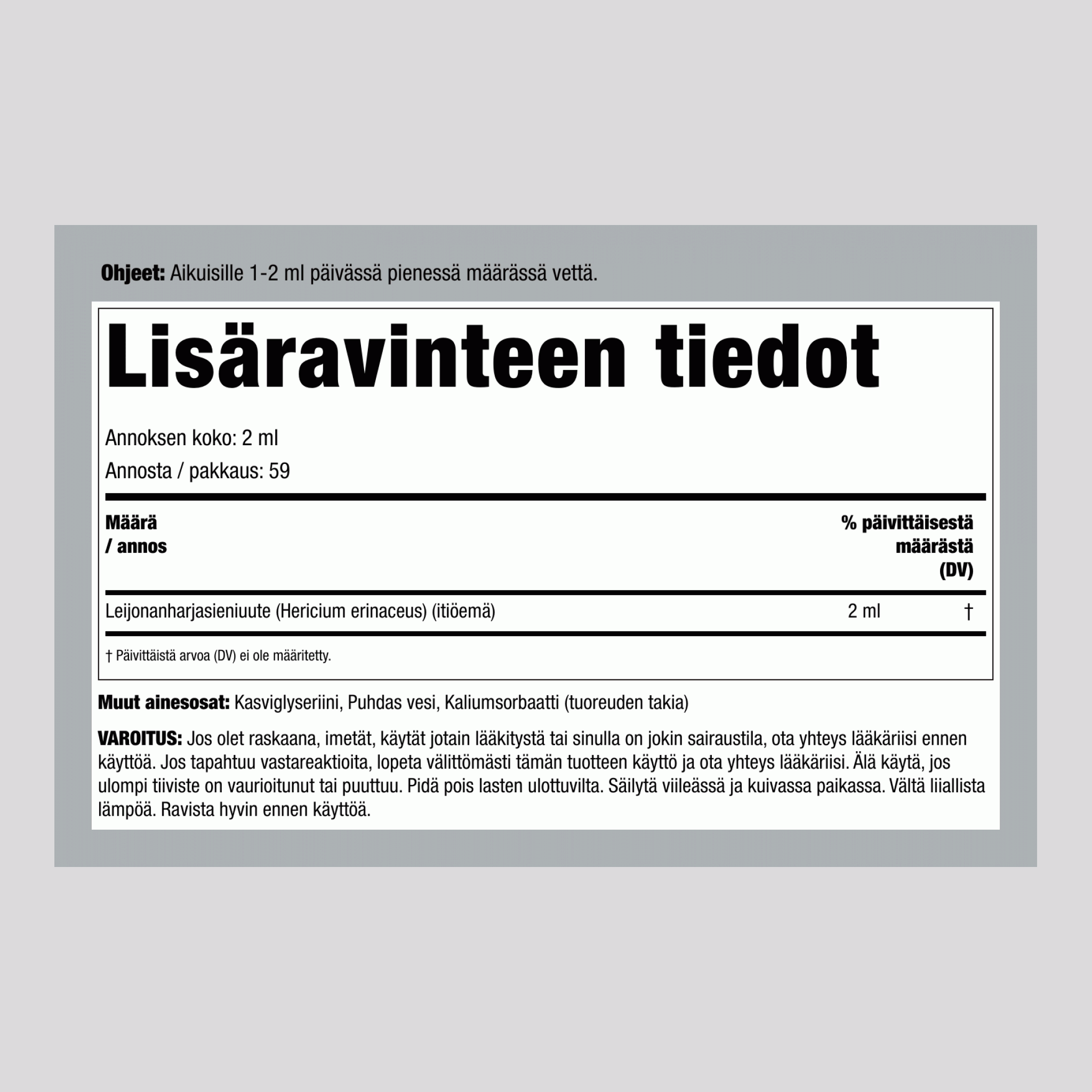 Leijonanharjasienen nesteuute 4 fl oz 118 ml Pipettipullo   