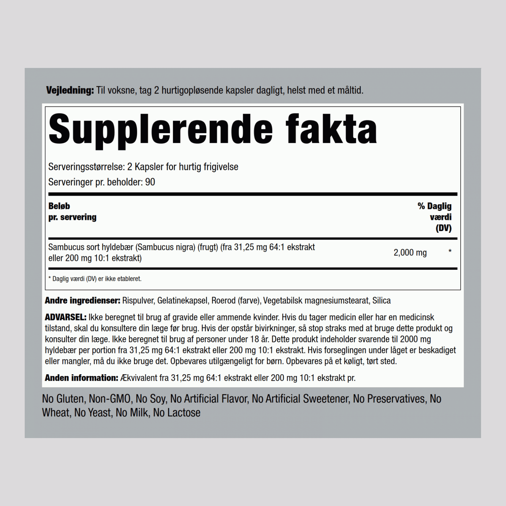 Elderberry Sambucus, 2000 mg (per serving), 180 Quick Release Capsules, 2  Bottles