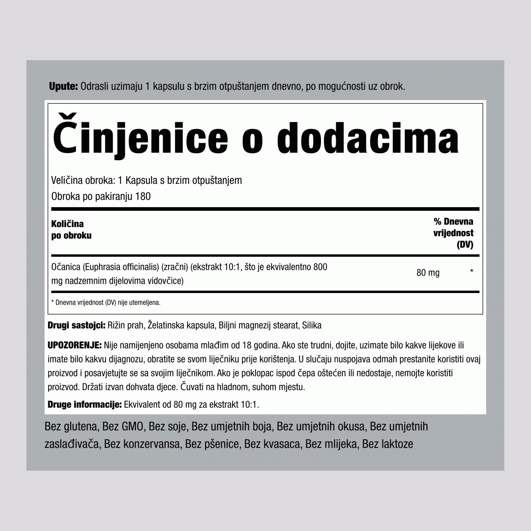 Eyebright 800 mg 180 Kapsule s brzim otpuštanjem     