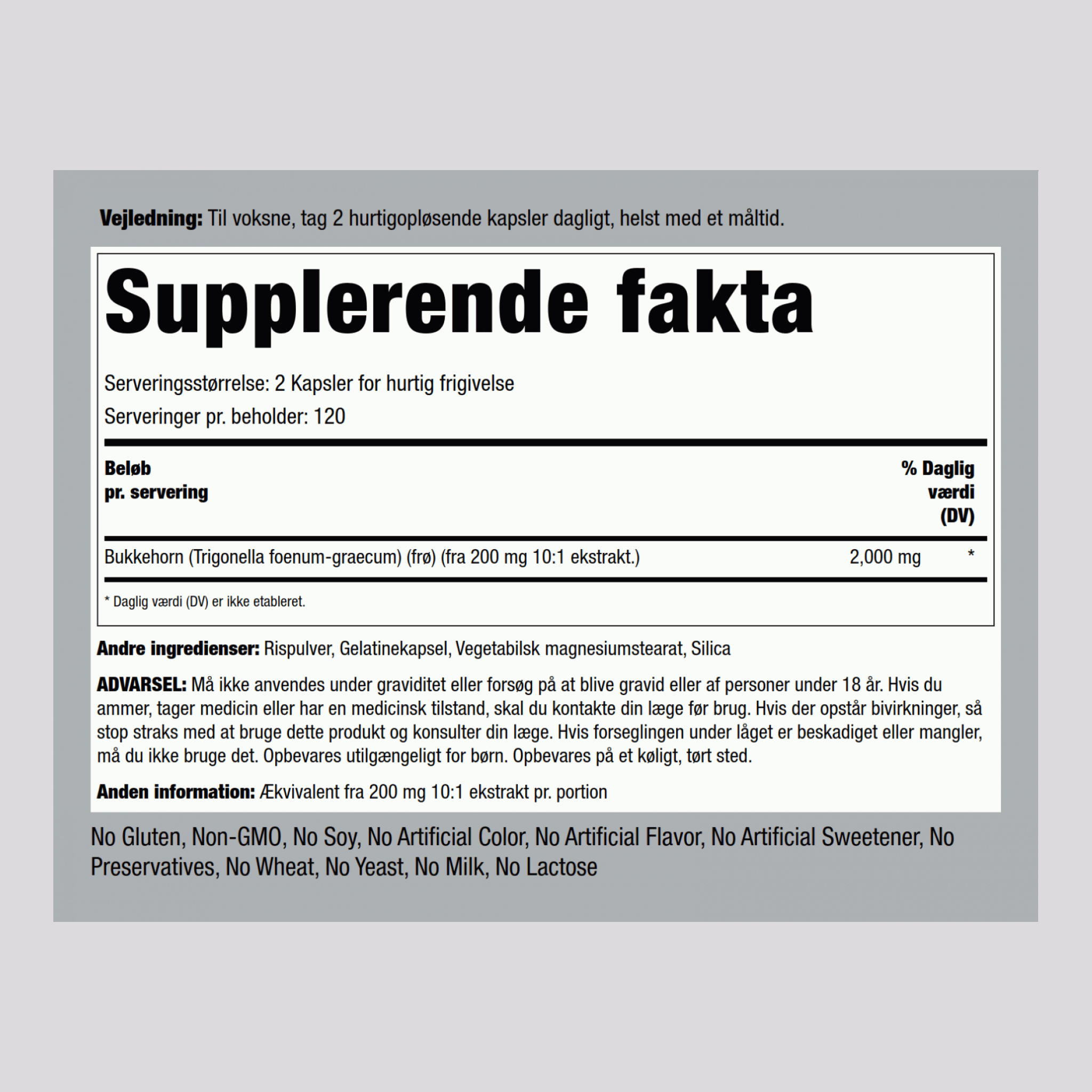 Fenugreek, 2000 mg (per serving), 240 Quick Release Capsules, 2  Bottles