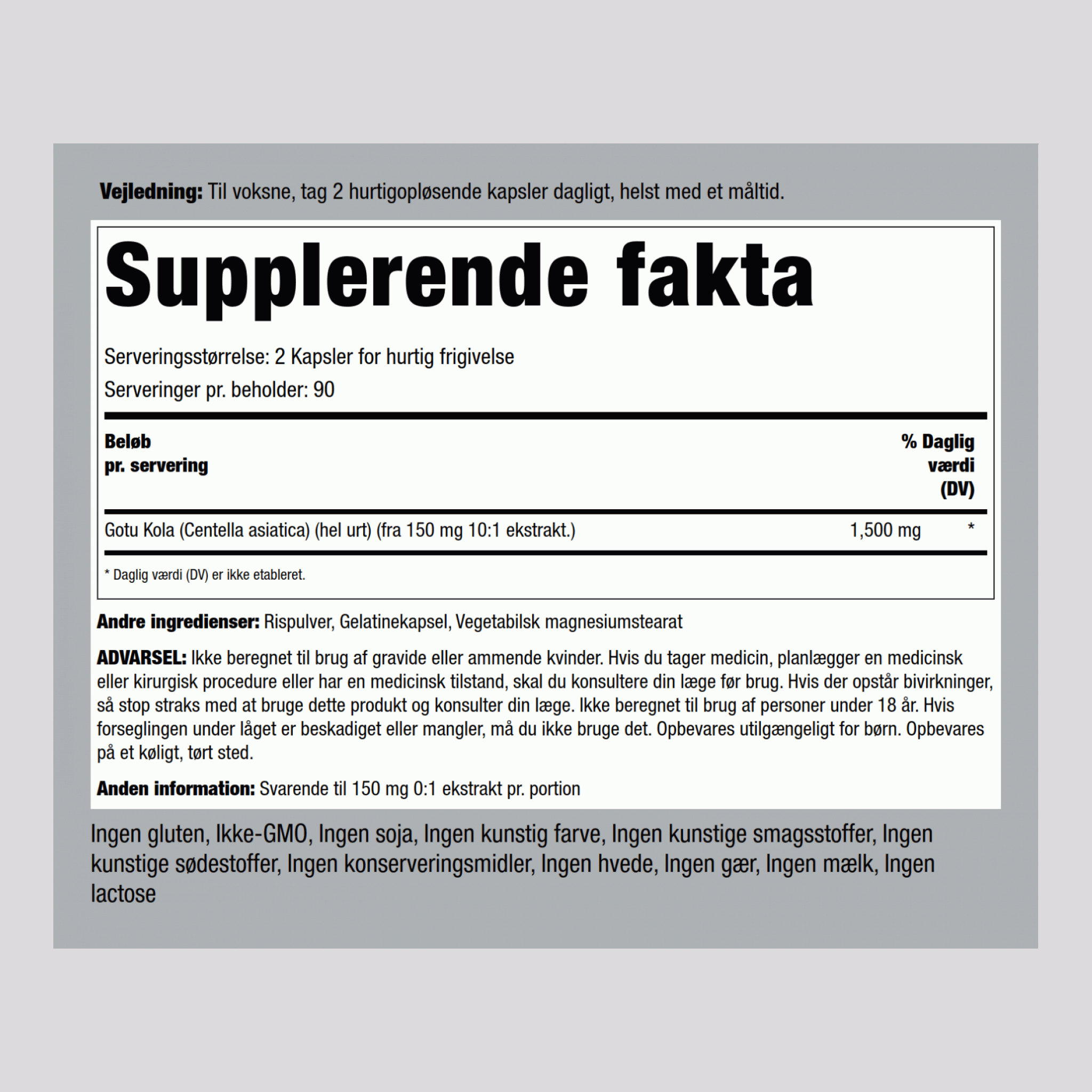 Gotu Kola, 1500 mg (per serving), 180 Quick Release Capsules, 2  Bottles