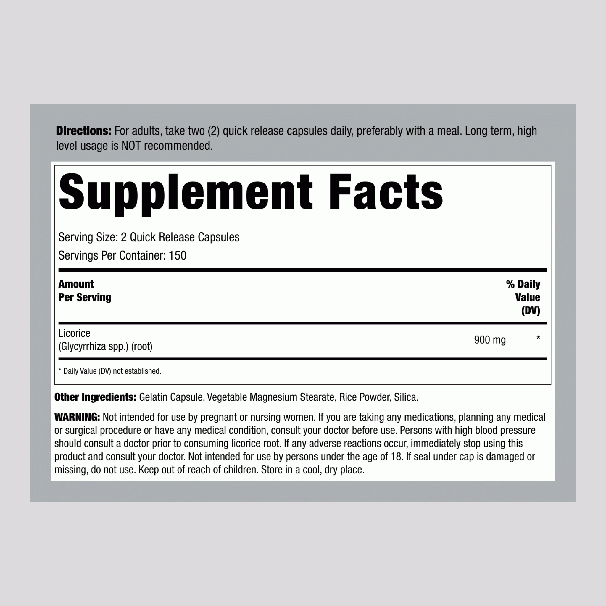 Licorice Root, 900 mg (per serving), 300 Quick Release Capsules