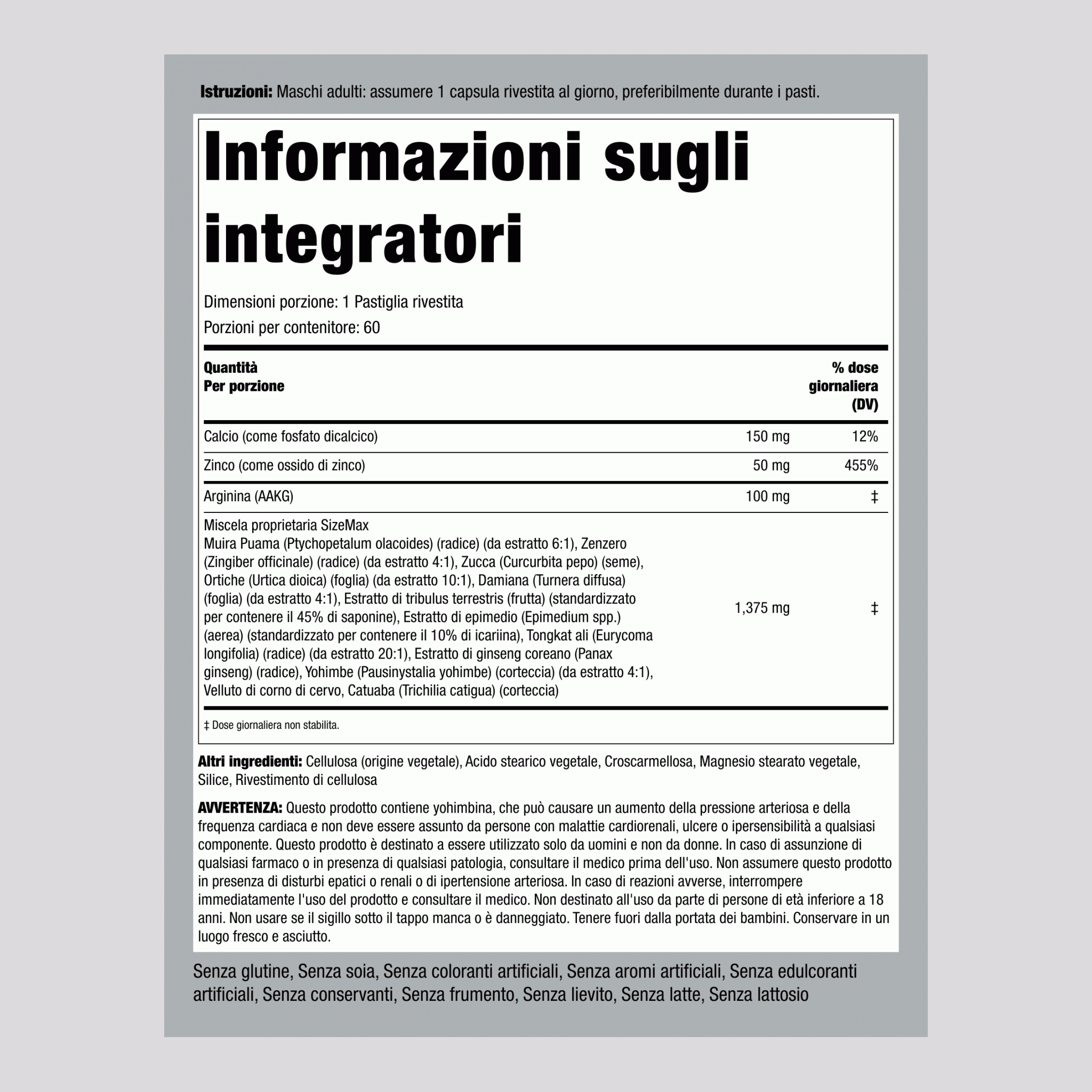 Dimensioni max 60 Pastiglie rivestite