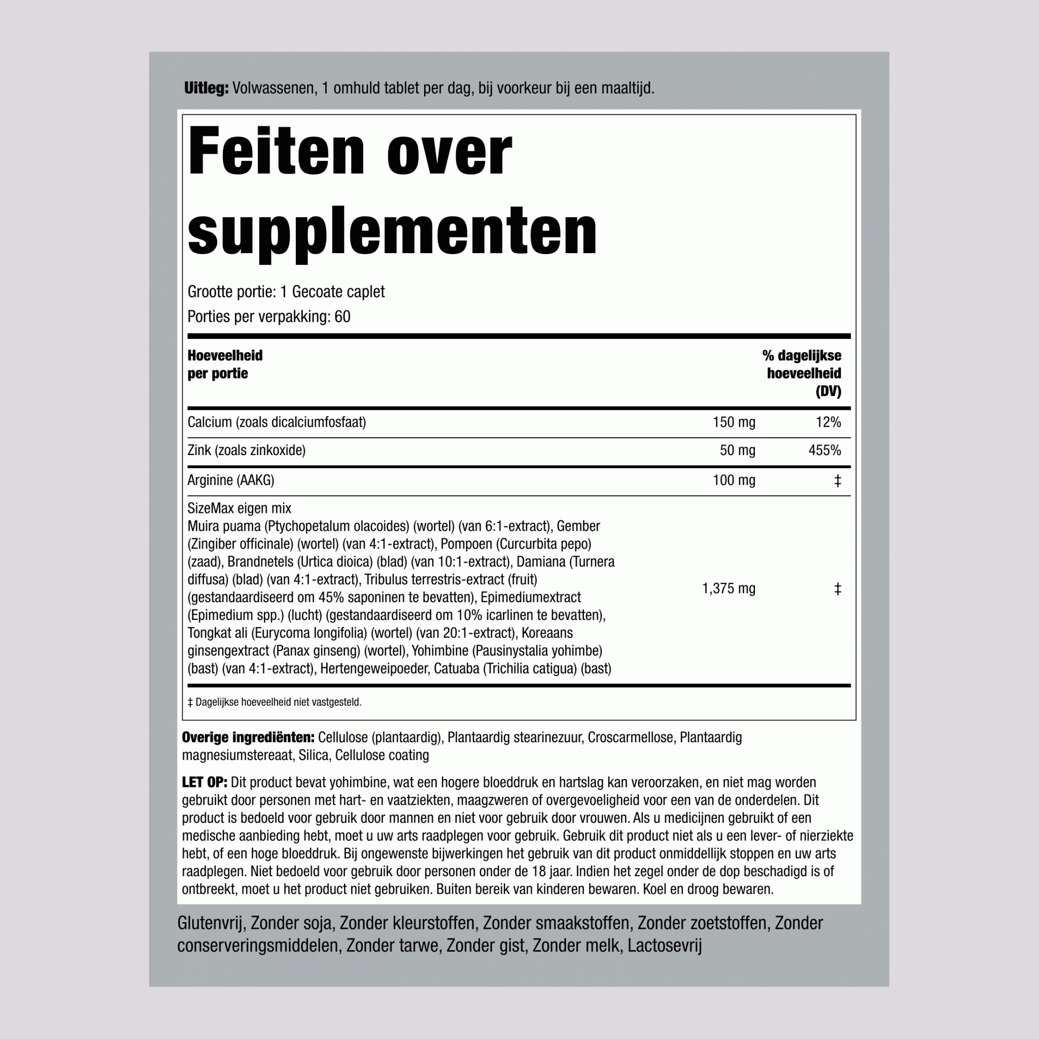 Max. grootte 60 Gecoate capletten