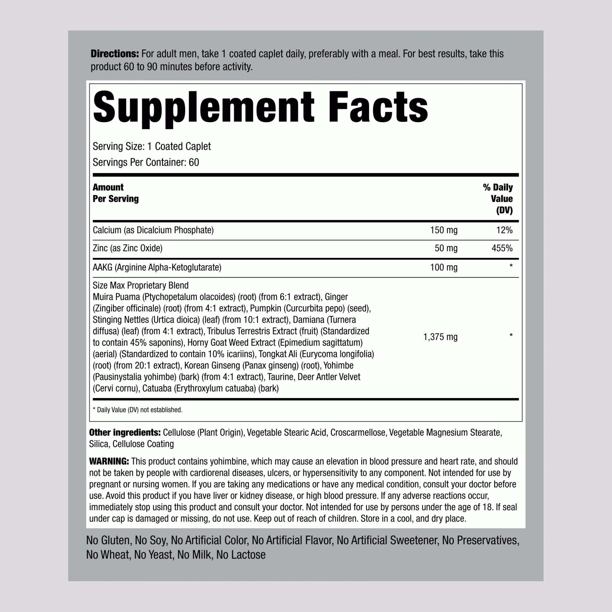 最大尺寸,  60 衣膜錠 2 瓶子