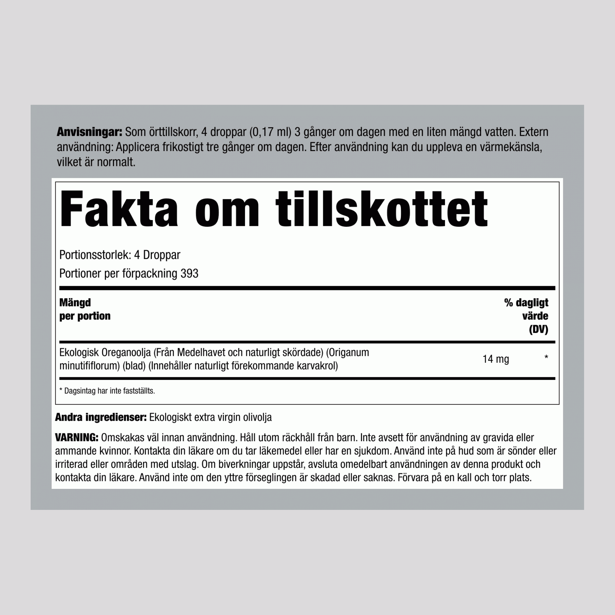 Origanovo olje ,  2 tekočinska unča 59 ml Steklenička s kapalko 2 Stekleničke s kapalko