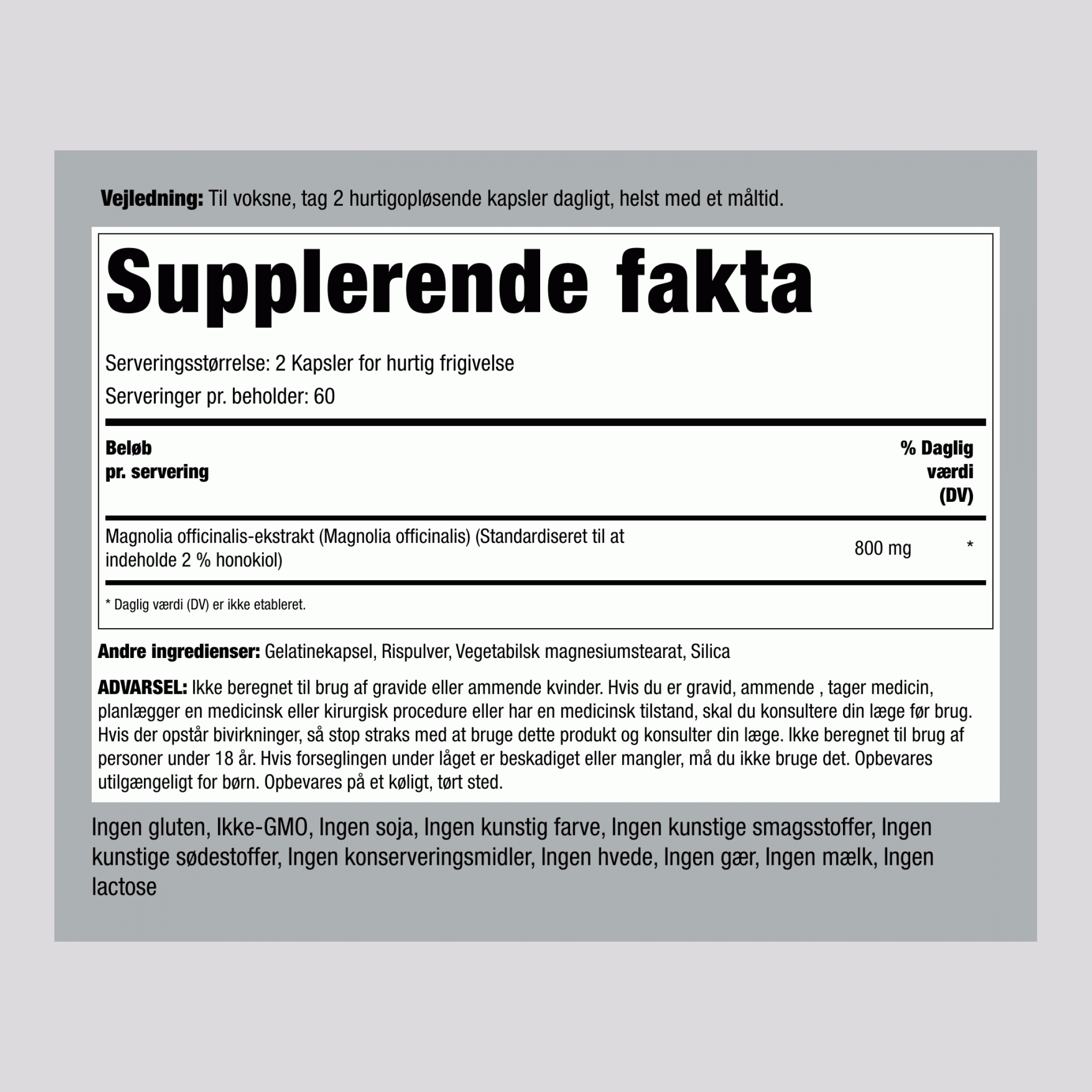 Magnolia bark (Honokiol), 800 mg (pr. portion), 120 kapsler med hurtig frigivelse