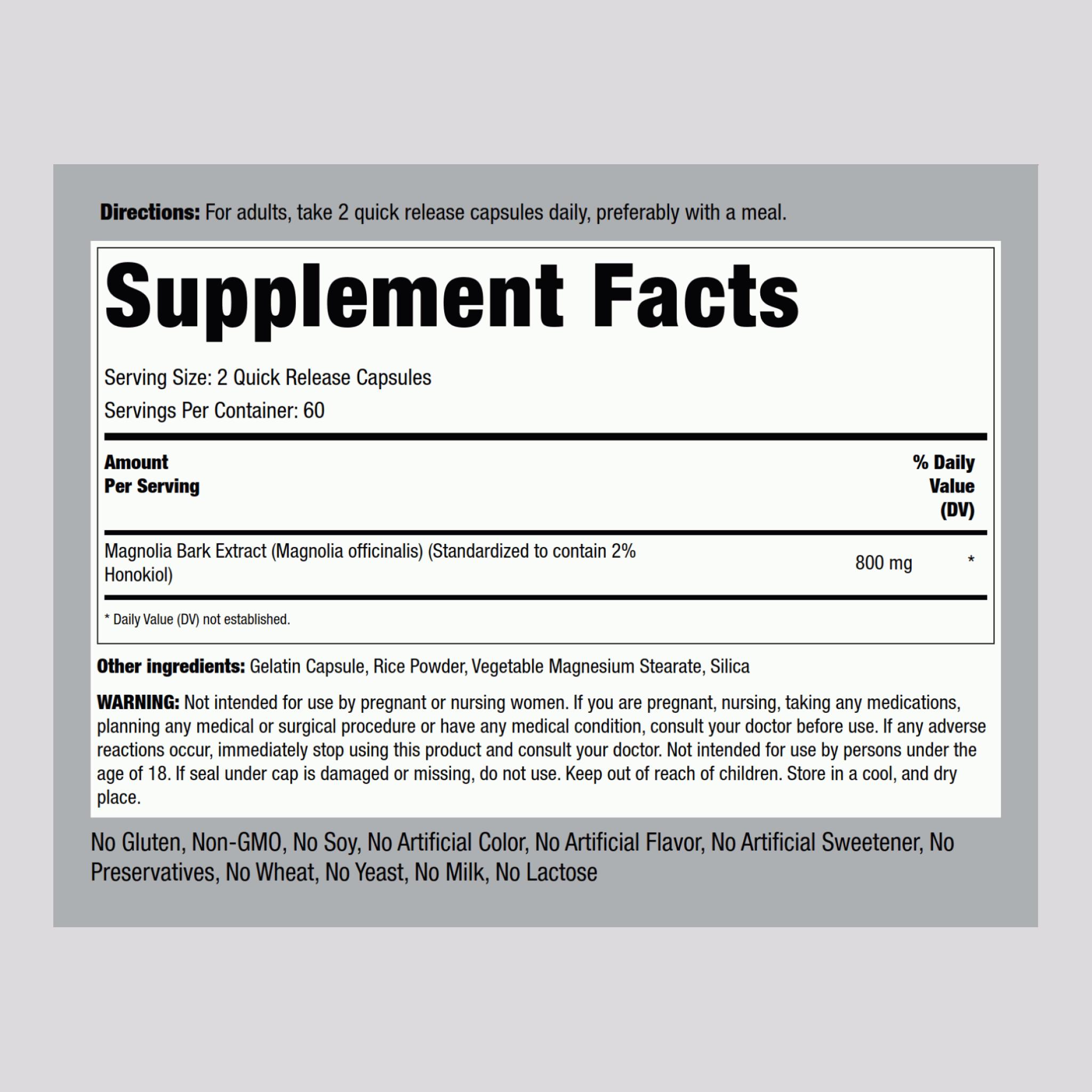 Magnolienrinde (Honokiol) 800 mg 120 Kapseln mit schneller Freisetzung     