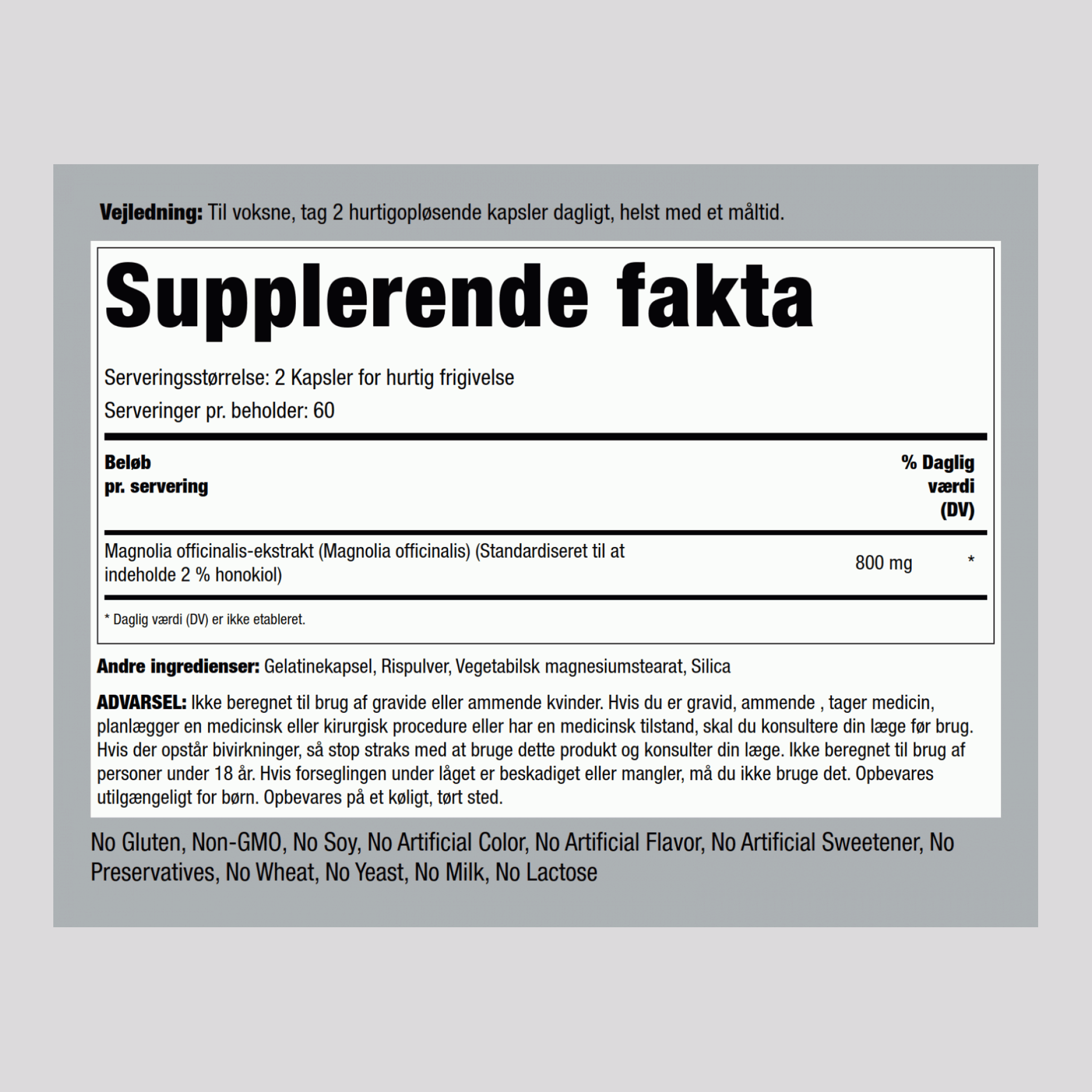 Magnoliebark (Honokiol) 800 mg 120 Kapsler for hurtig frigivelse     