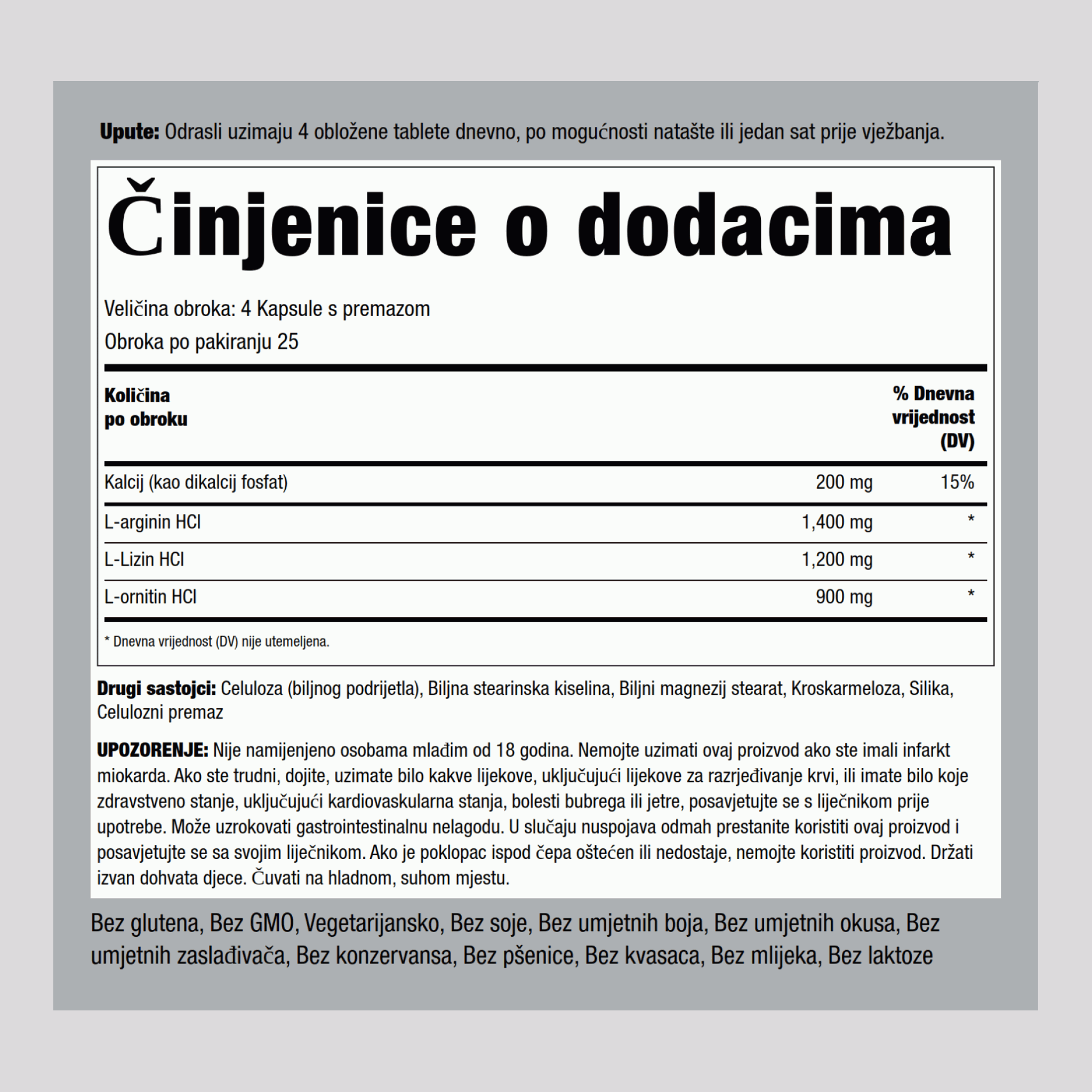 Tri Amino L-arginin L-ornitin L-lisin 100 Kapsule s premazom       