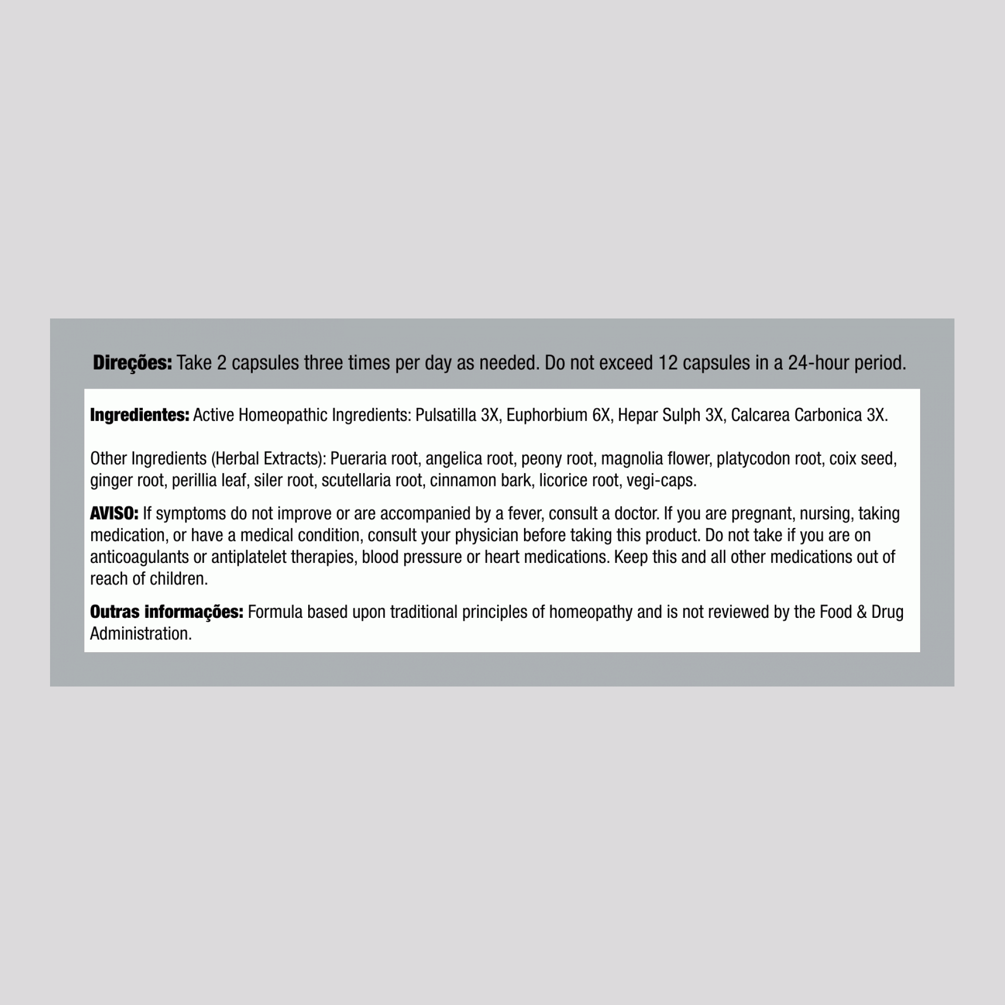 Nariz e orelhas desobstruídos 60 Cápsulas       