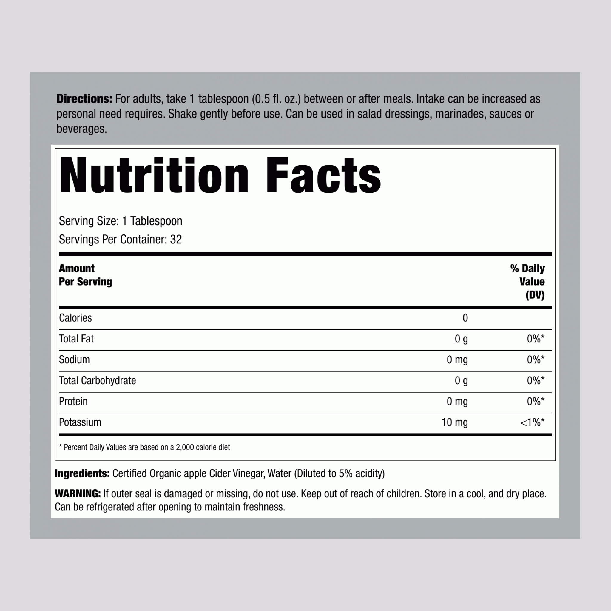 蘋果醋  添加酶和礦物質 (有機) 16 fl oz 473 毫升 酒瓶    