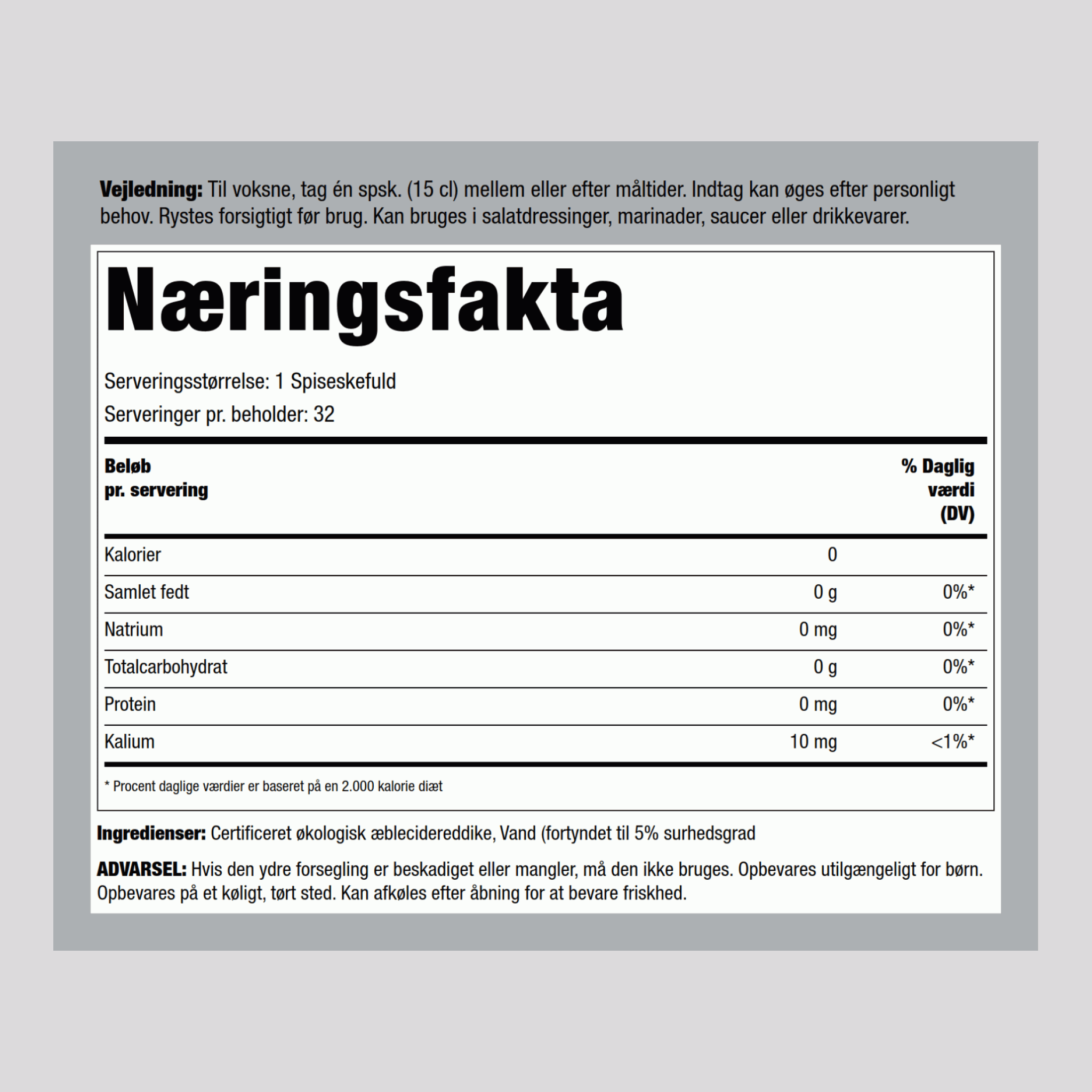 Æblecidereddike m/pektin (Økologisk) 16 fl oz 473 ml Flaske    