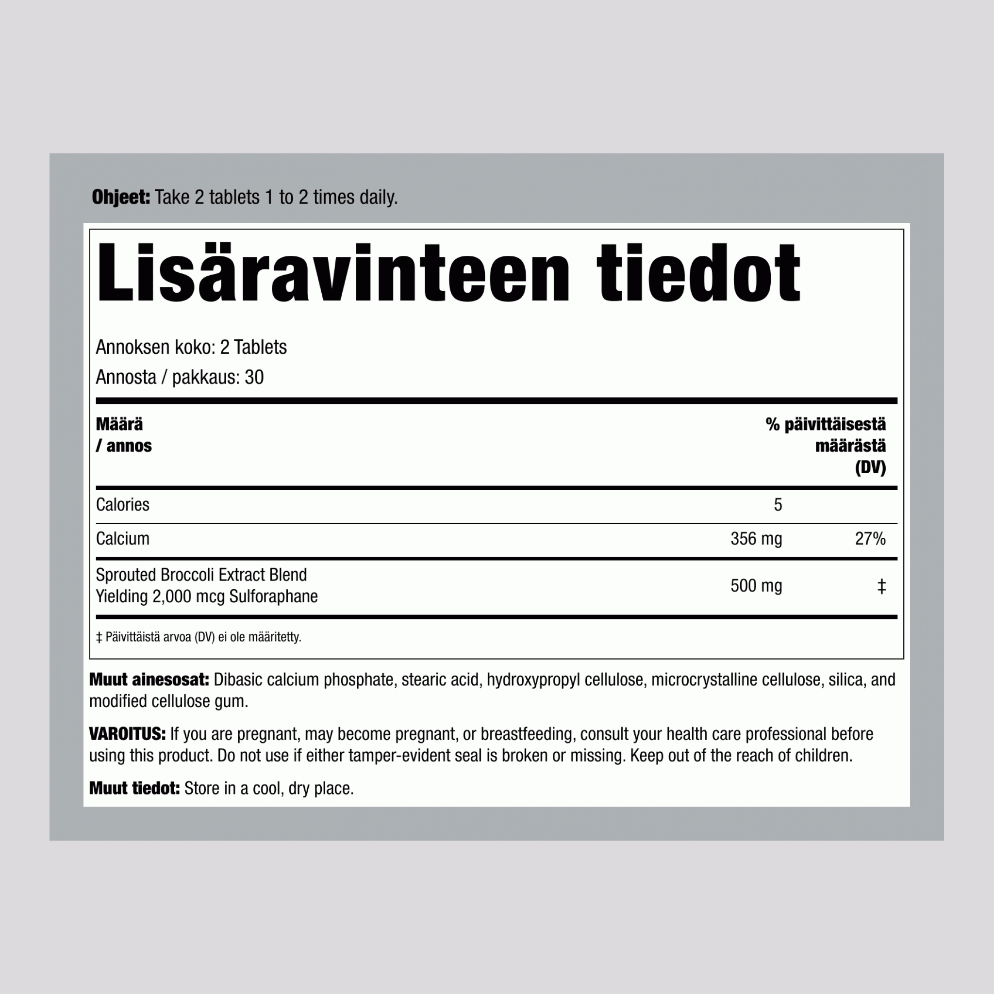 Parsakaali-idut sulforafaanin kanssa 250 mg 60 Tabletit     