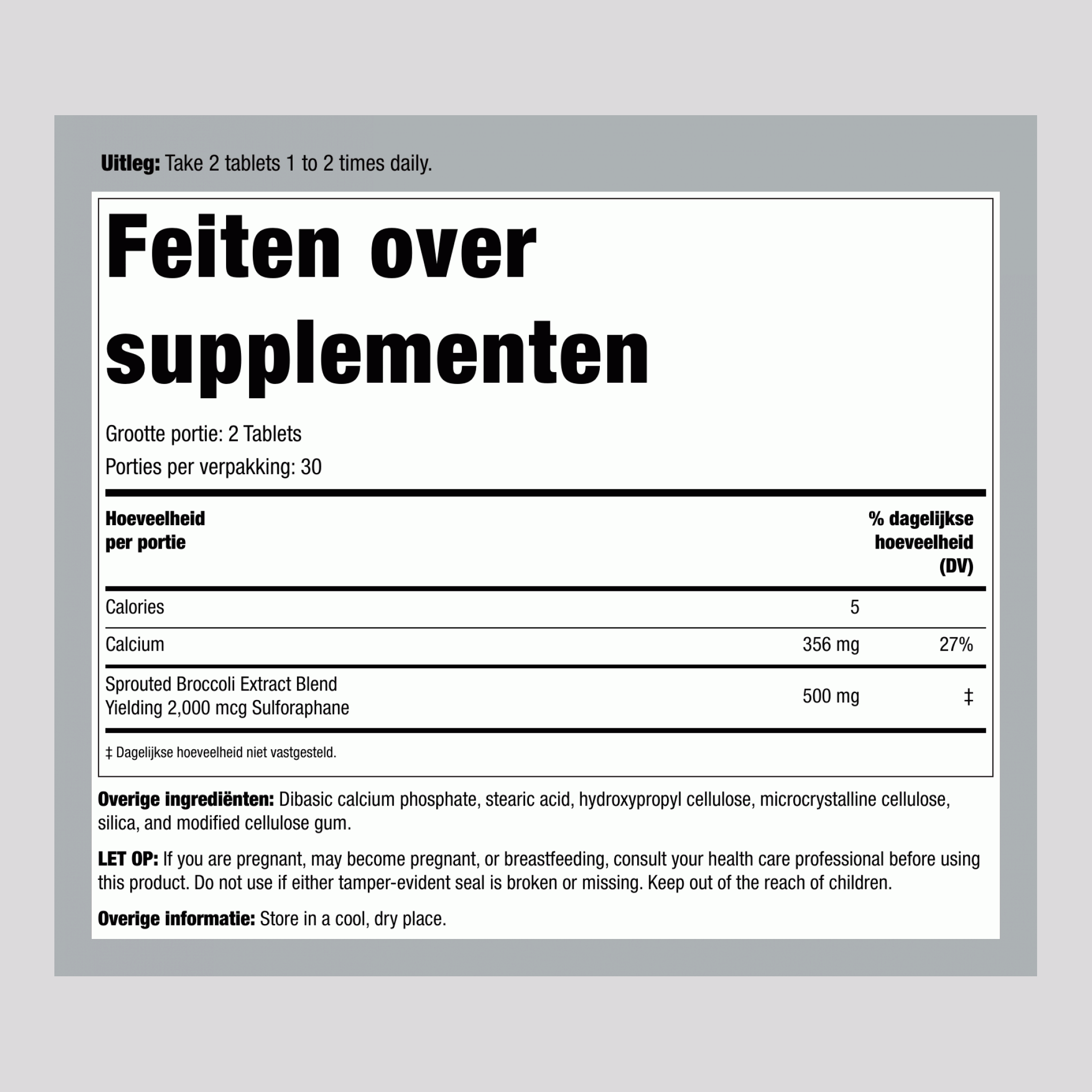 Broccoli met sulforafaan 250 mg 60 Tabletten     