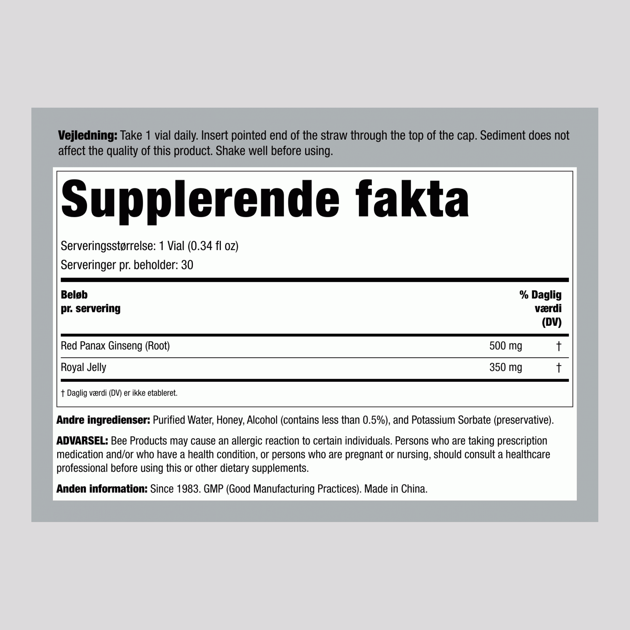 Ginseng Royal Jelly 10.2 fl oz 300 ml Flasker    