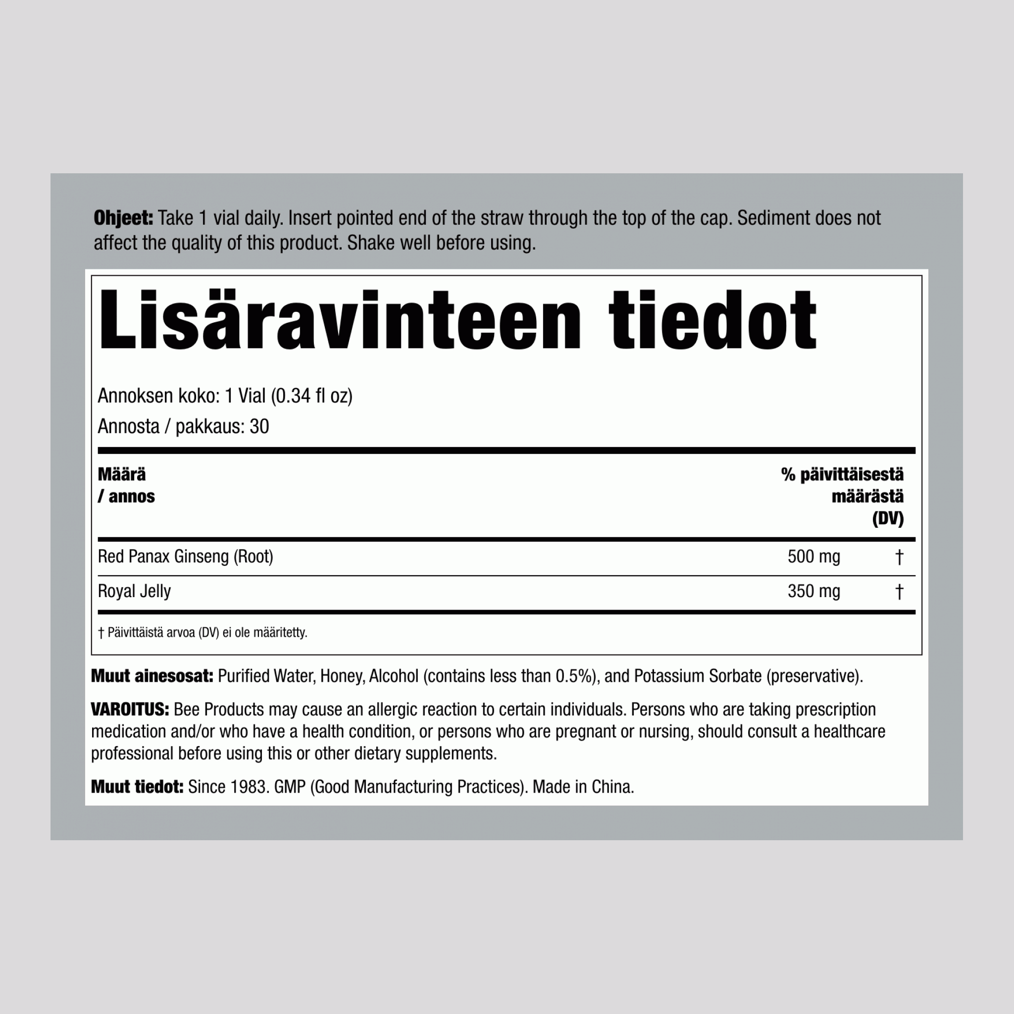 Ginseng-kuningatarhyytelö 10.2 fl oz 300 ml Pulloa    