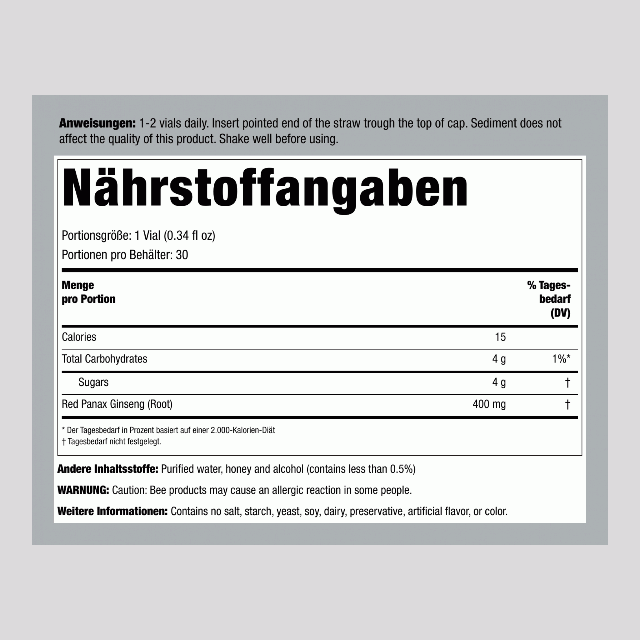 Roter-Panax-Ginseng-Flüssigextrakt 10.2 fl oz 300 ml Flaschen    