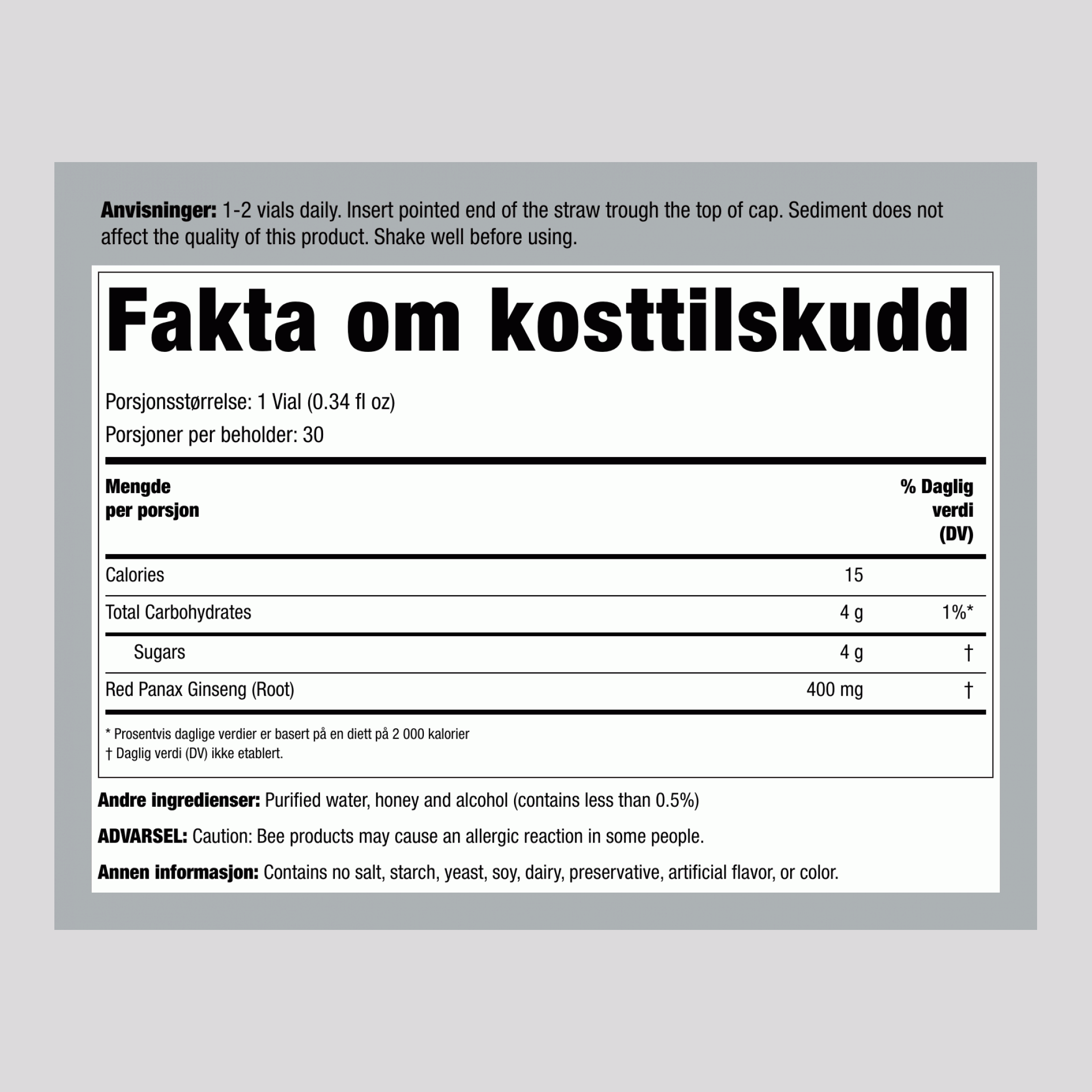 Flytende ekstrakt av rød panax-ginseng 10.2 ounce 300 mL Flasker    