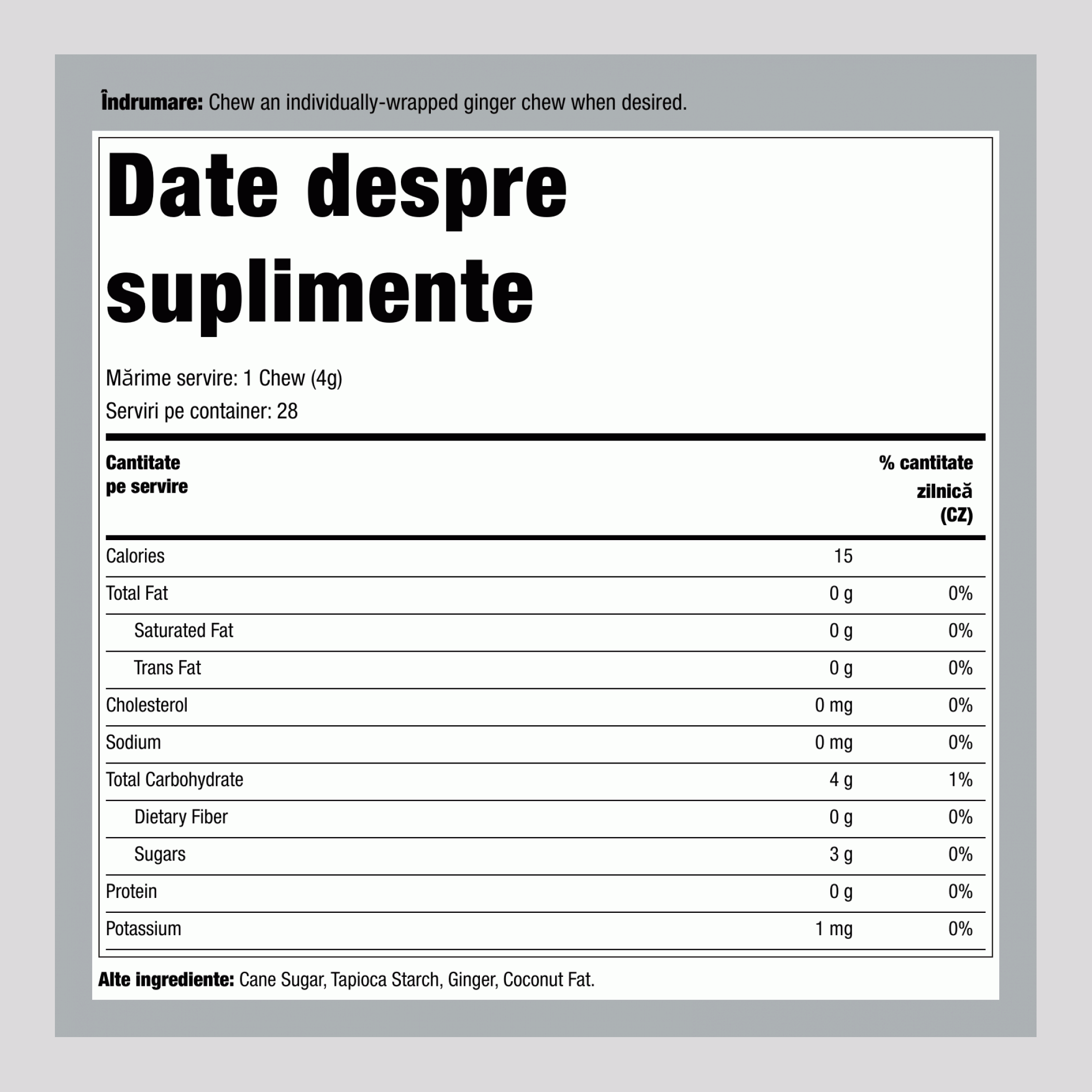 Bomboane de ghimbir 4 oz 113 g Coş    