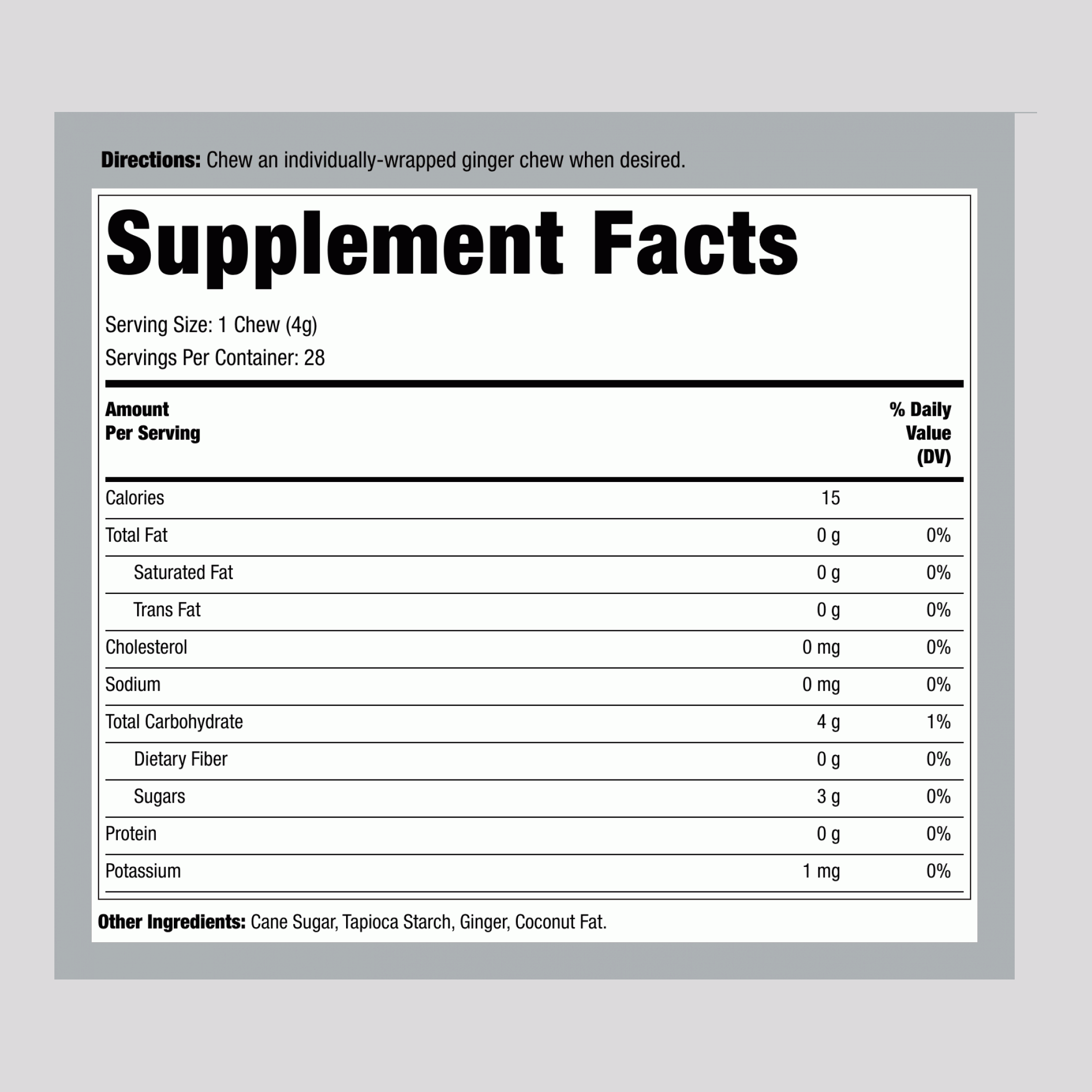 薑嚼片 4 oz 113 g 袋子    