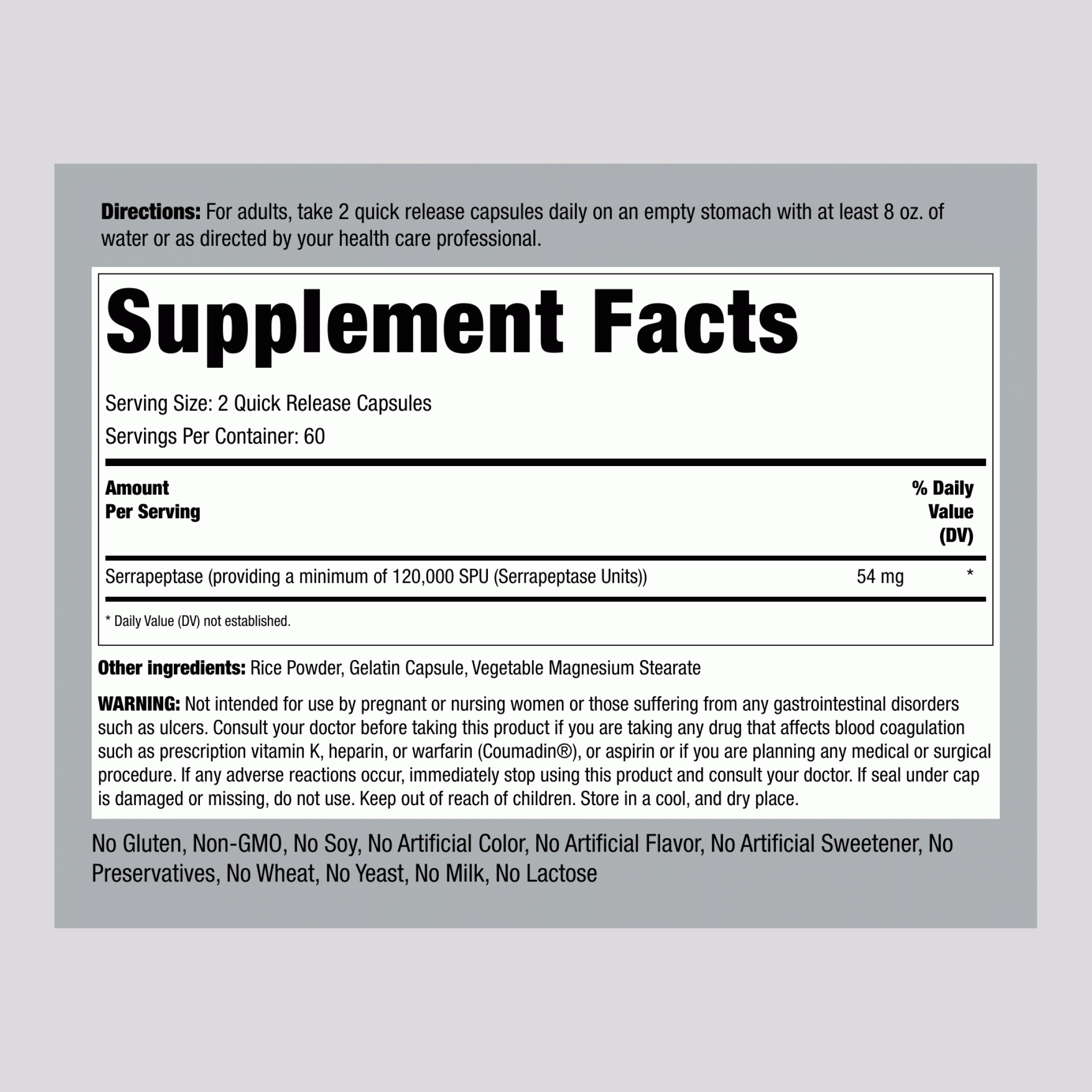 舍雷肽酶 120,000 SPU 120 快速釋放膠囊     