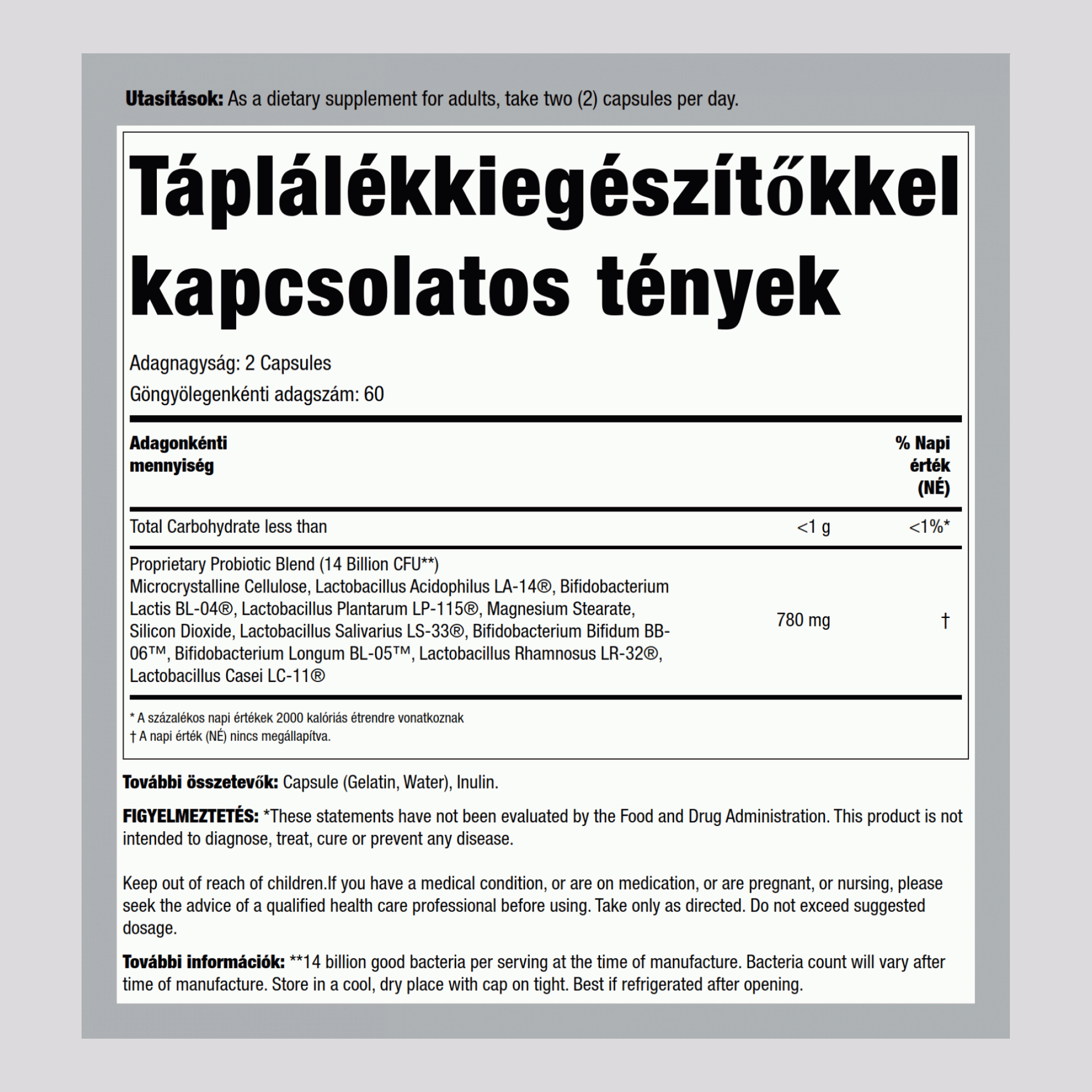 PB8 probiotikum 120 Kapszulák       